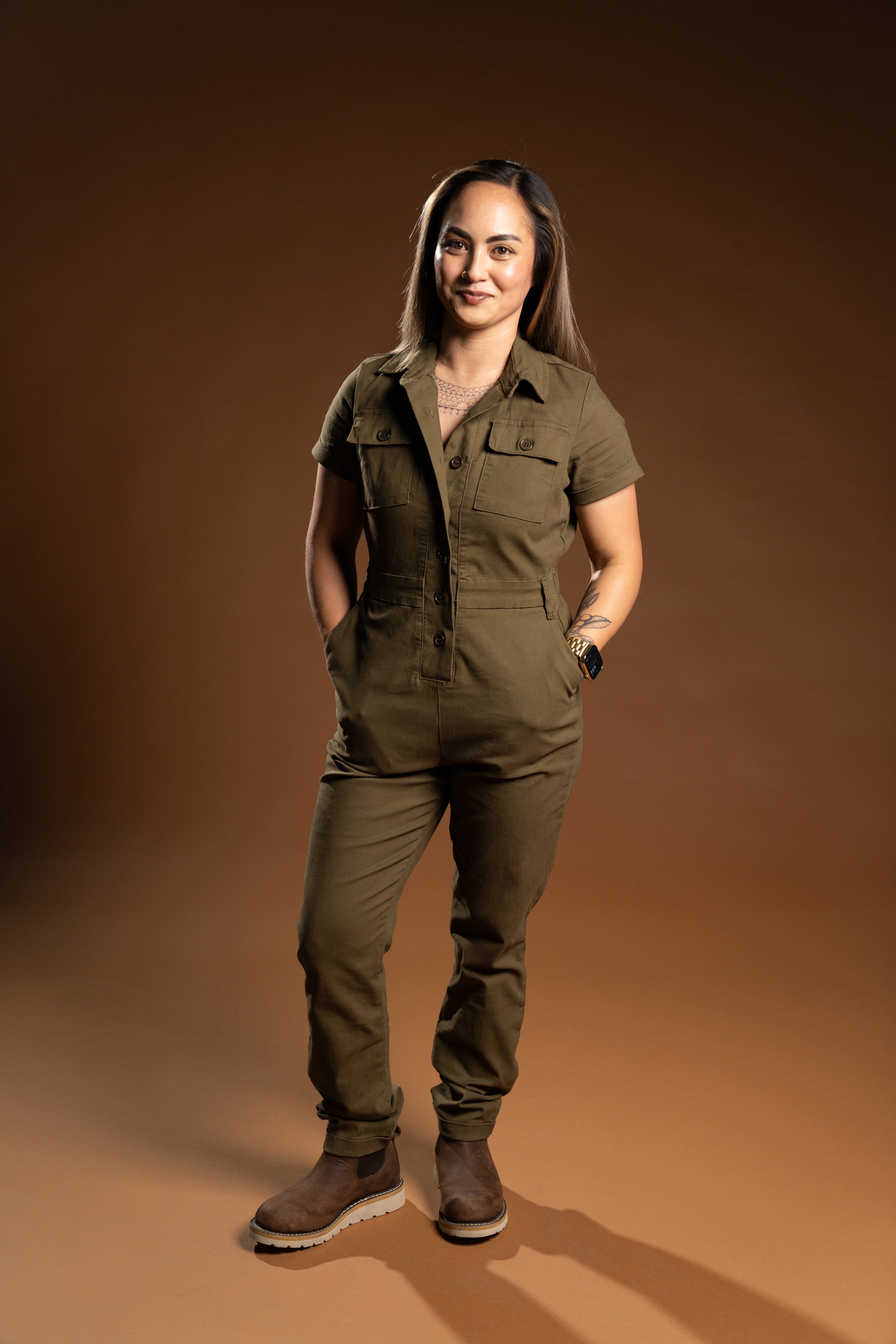 The Drew Utility Jumpsuit - Dark Olive
