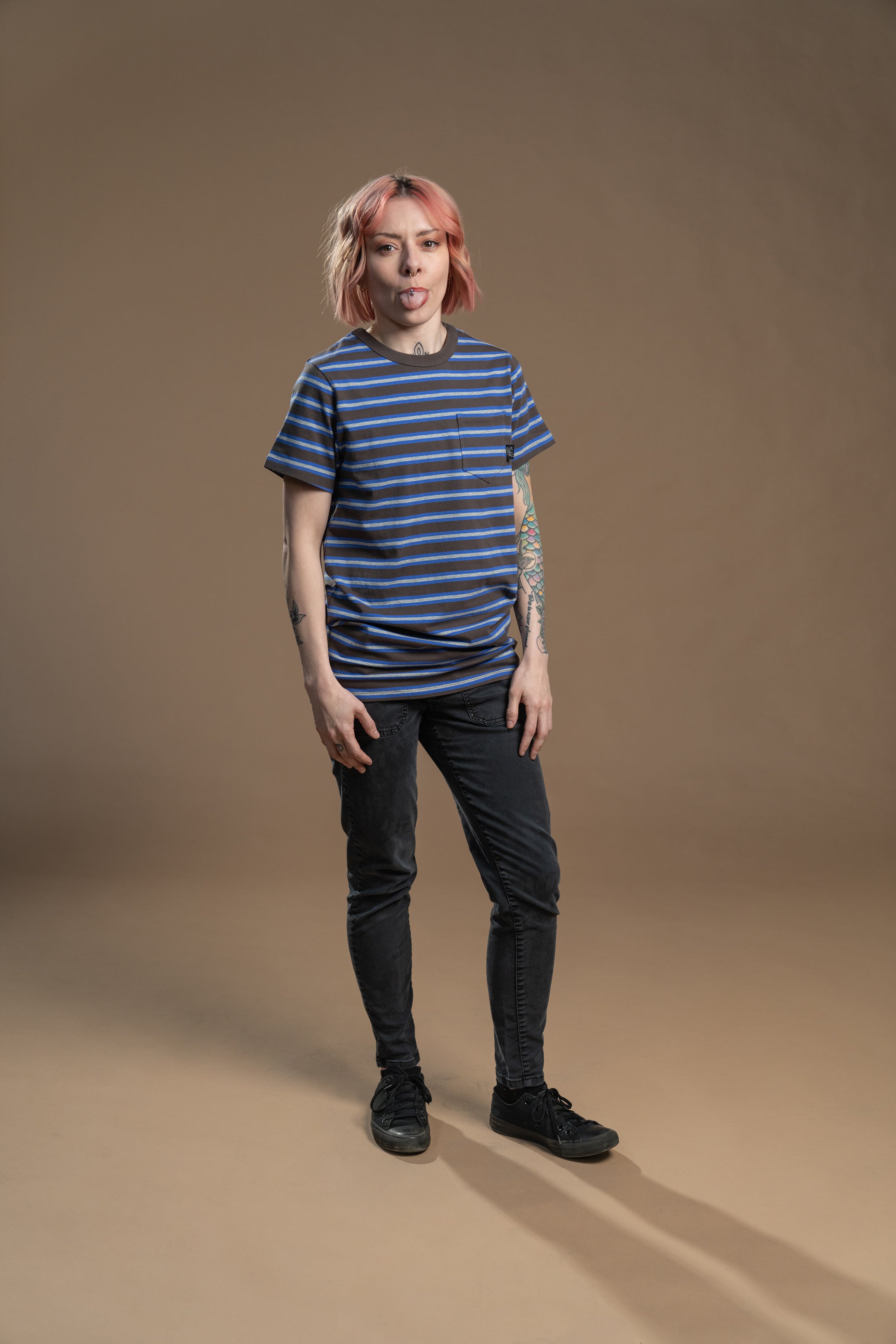The Tommy Striped Pocket Tee - Blue