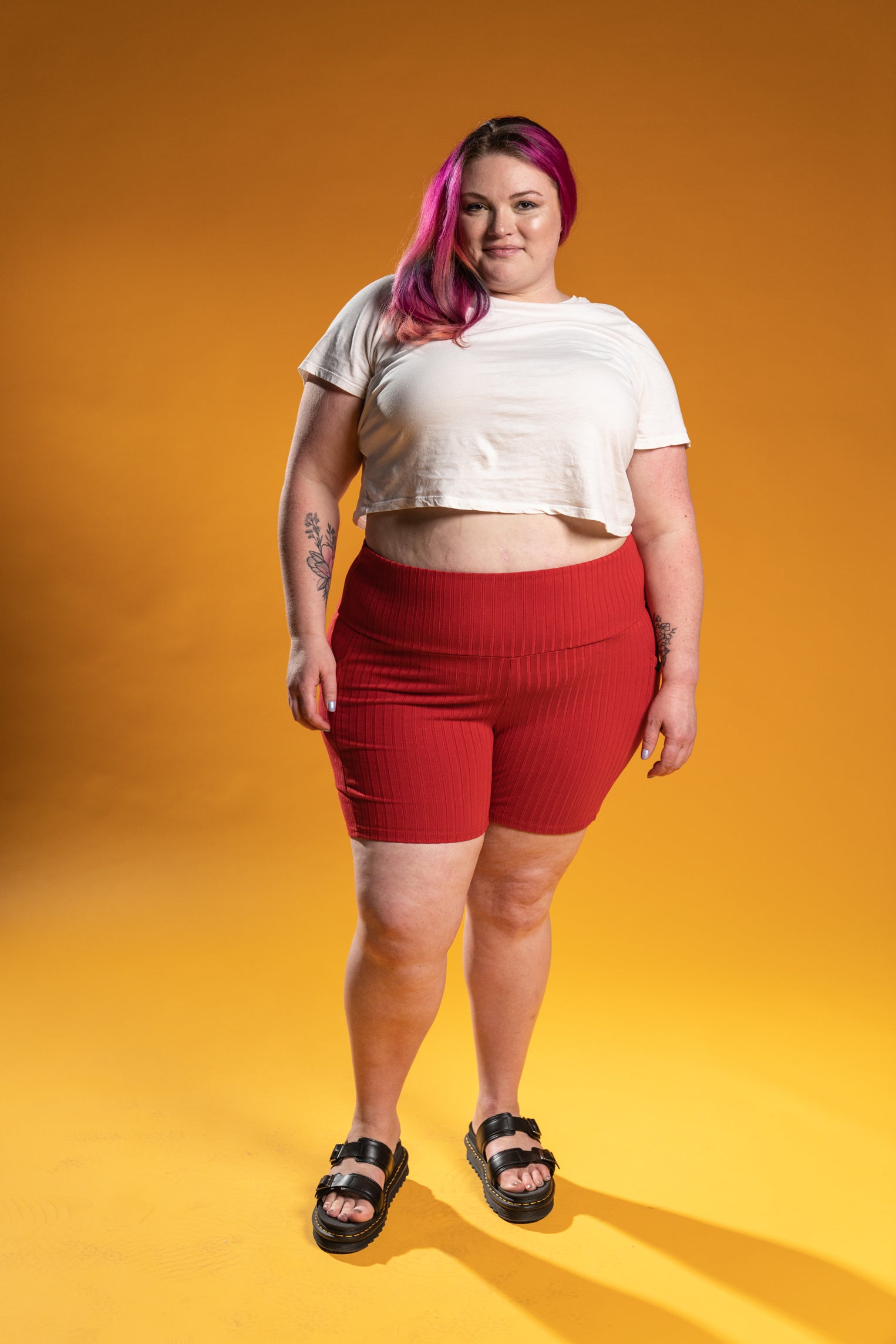 The Phoenix Ribbed Bike Short - Red