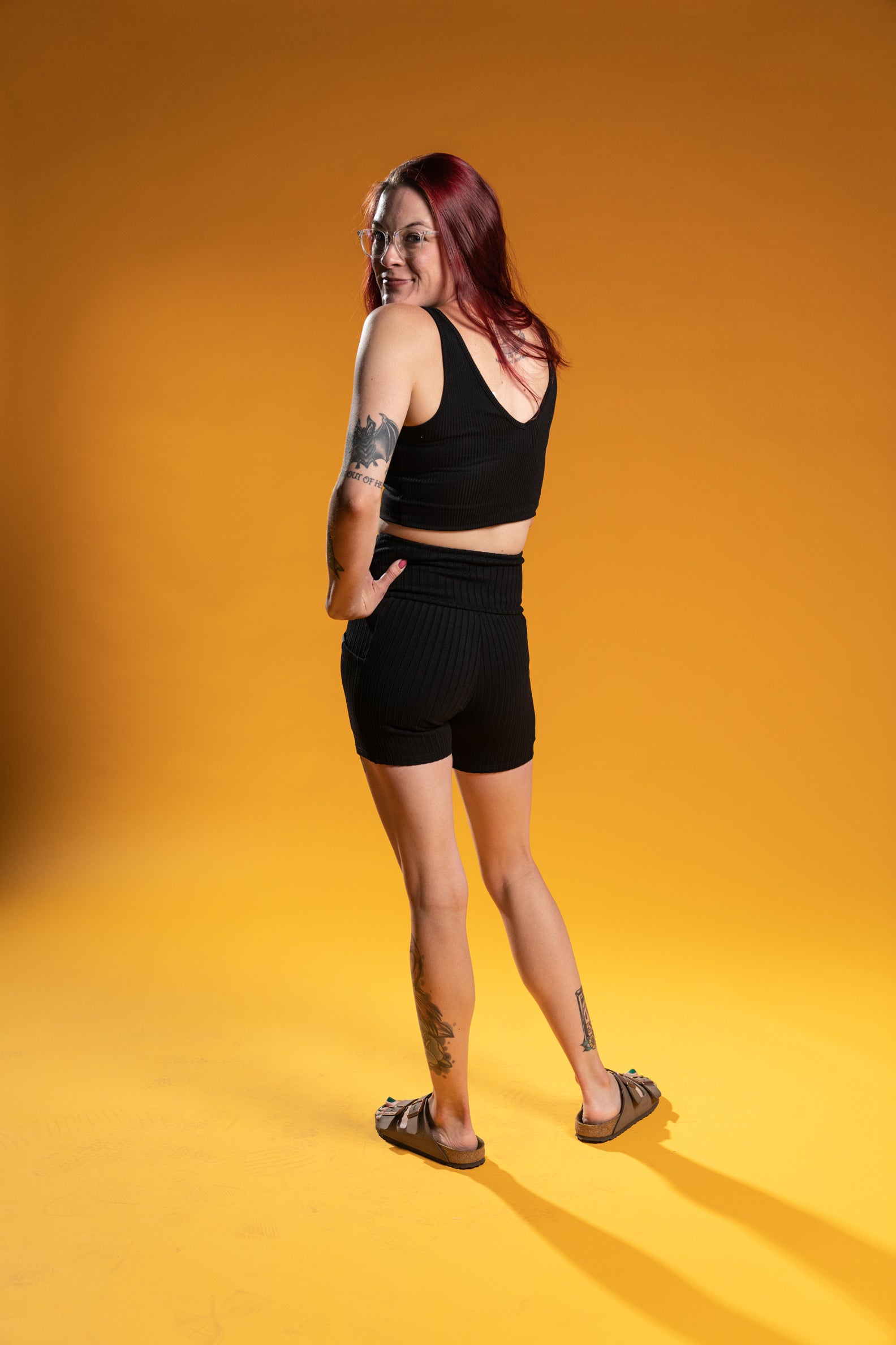 The Phoenix Ribbed Bike Short - Black