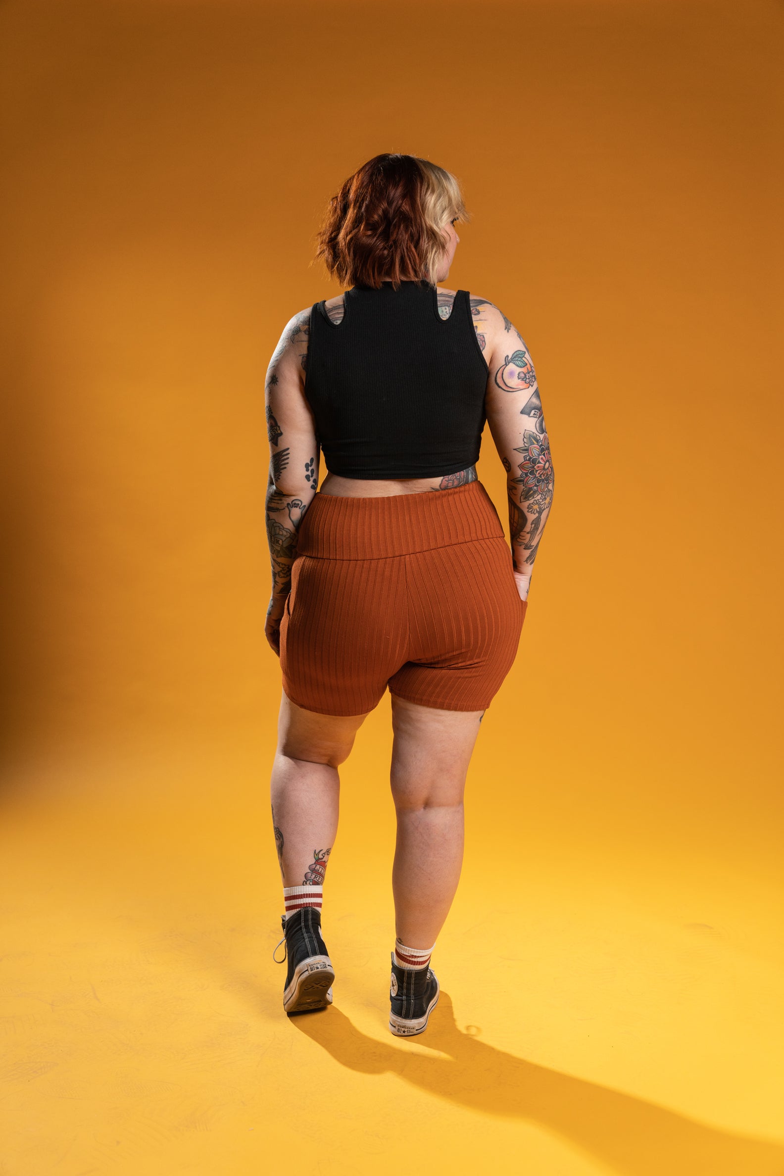 The Phoenix Ribbed Bike Short - Burnt Orange