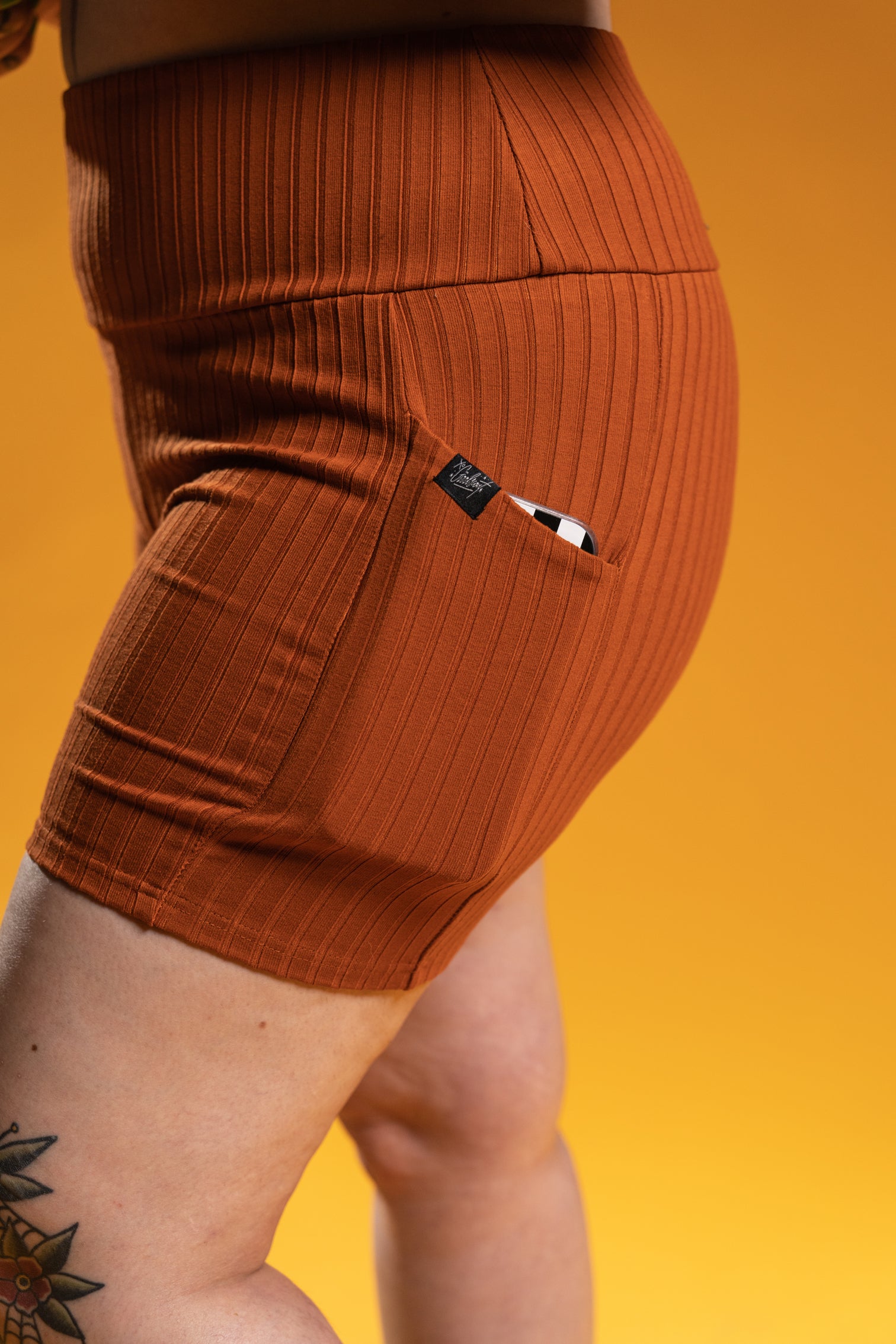 The Phoenix Ribbed Bike Short - Burnt Orange
