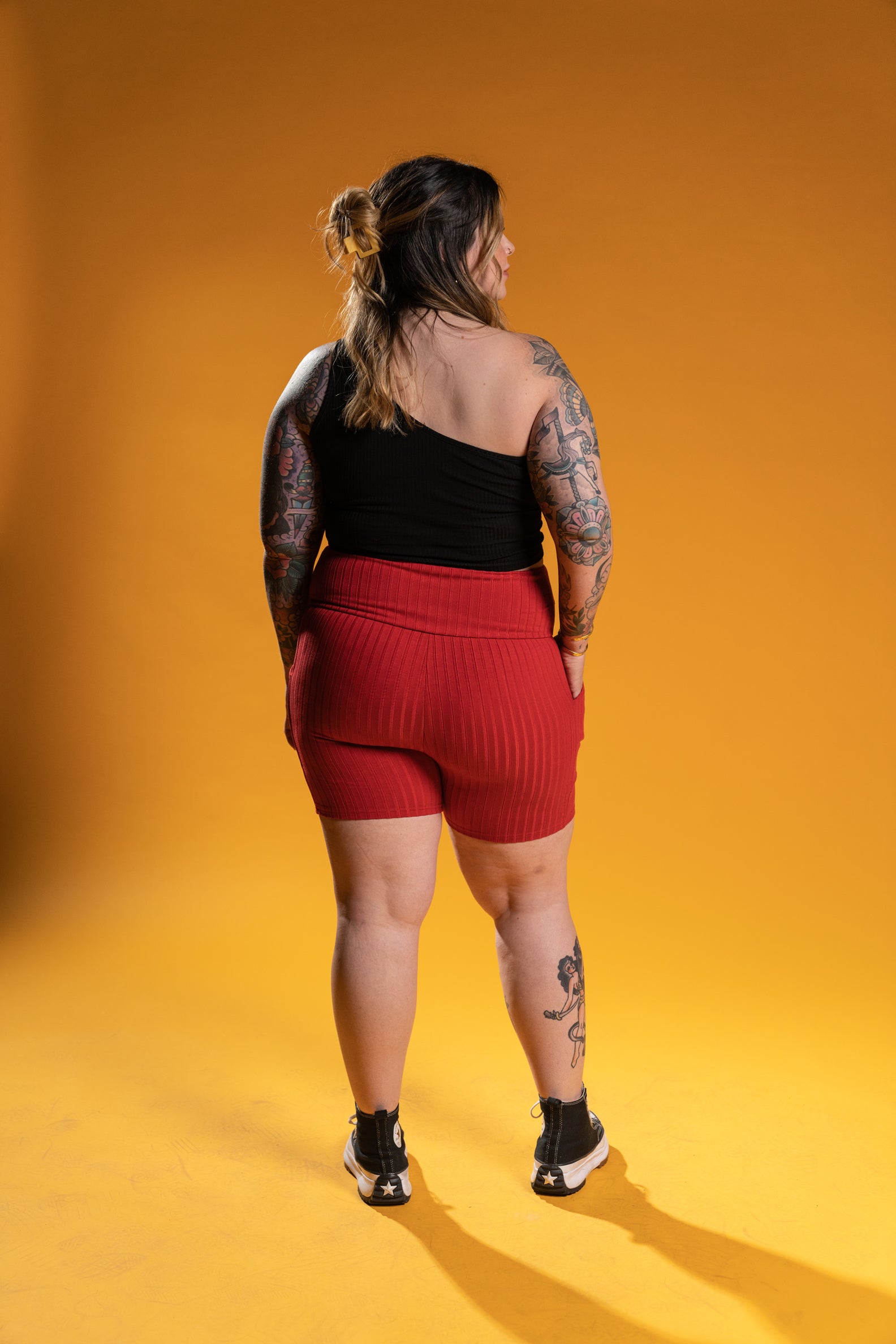 The Phoenix Ribbed Bike Short - Red
