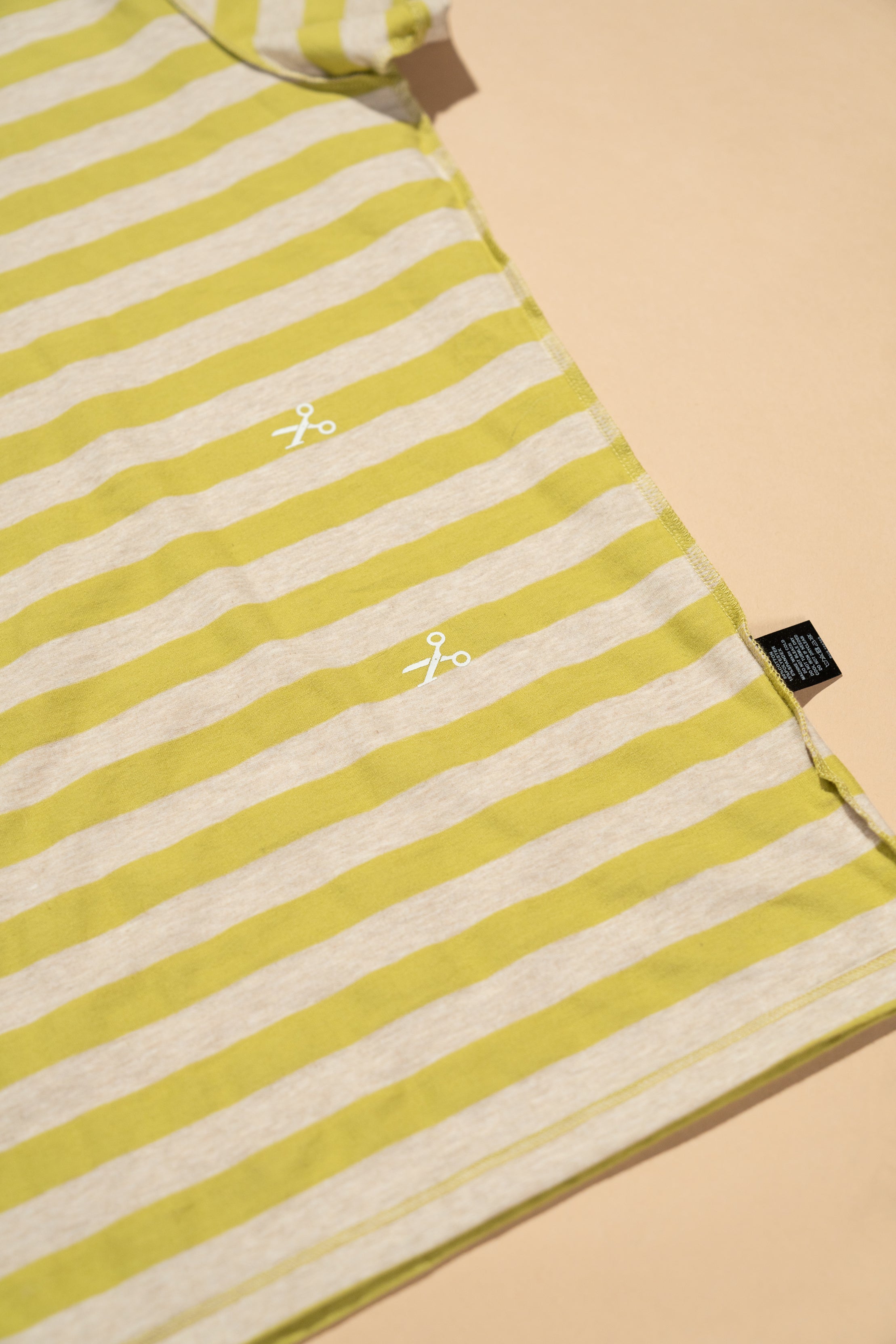 The Tommy Striped Pocket Tee - Lime/Grey