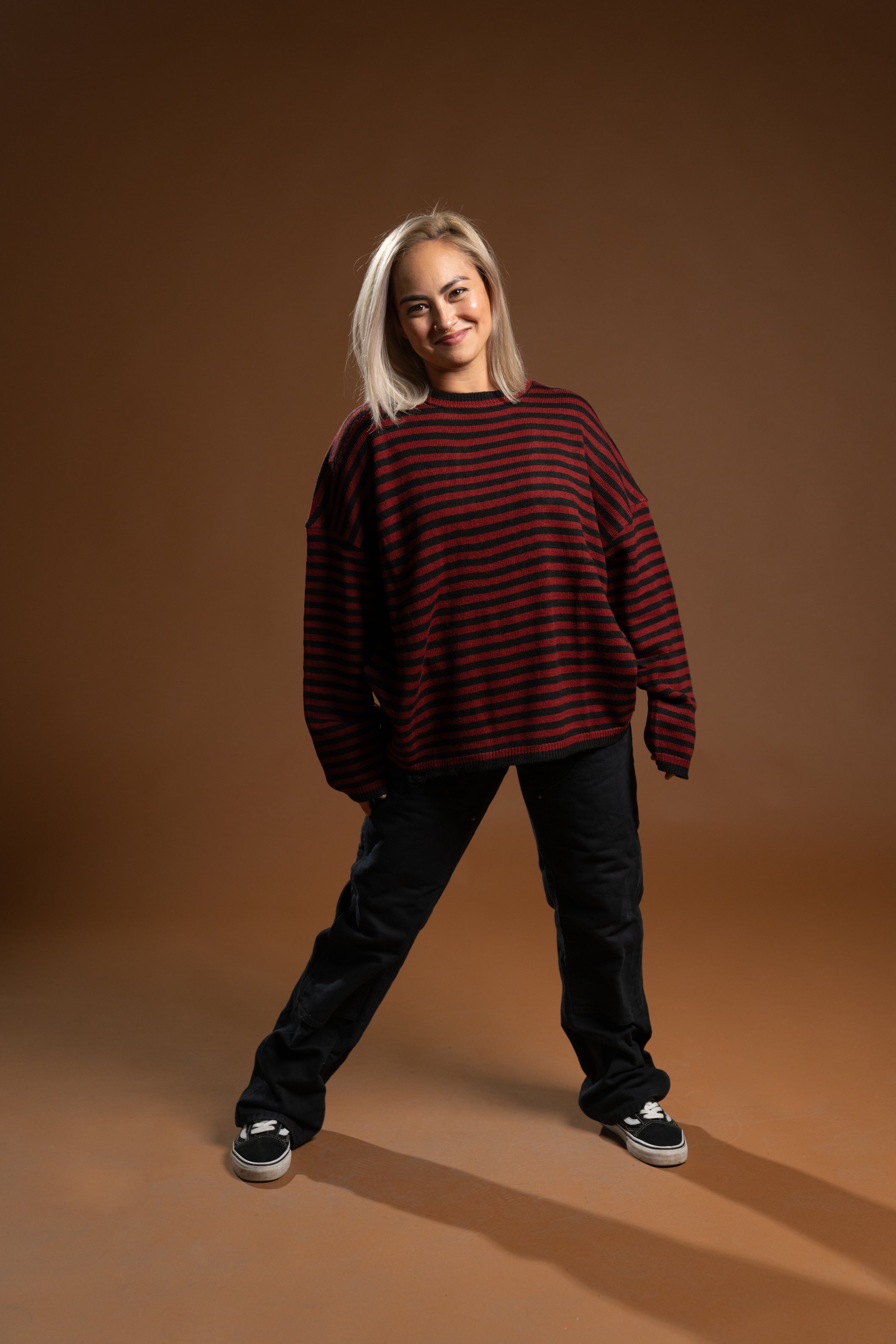 The Parker Striped Sweater - Red/Black
