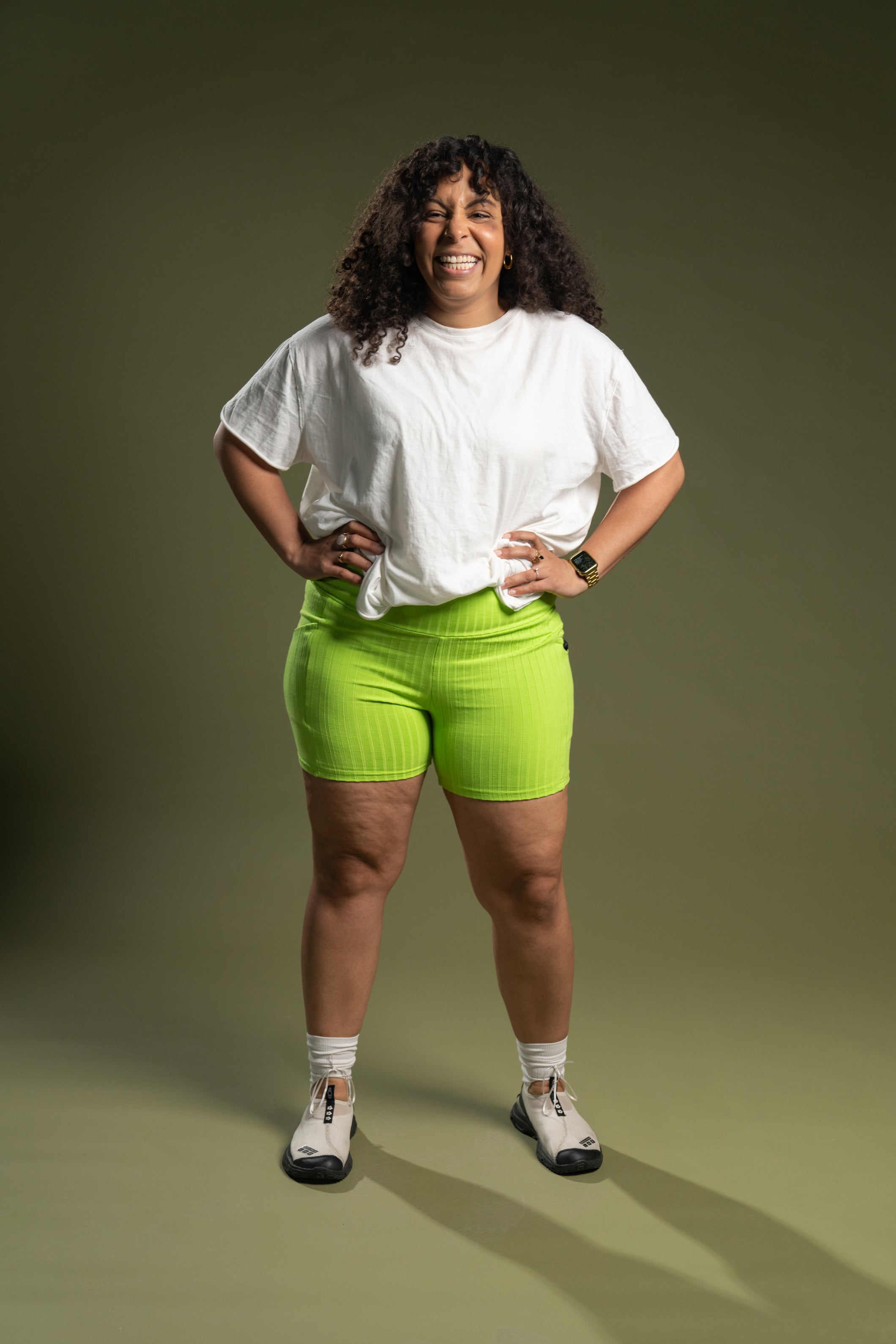 The Phoenix Ribbed Bike Short - Lime