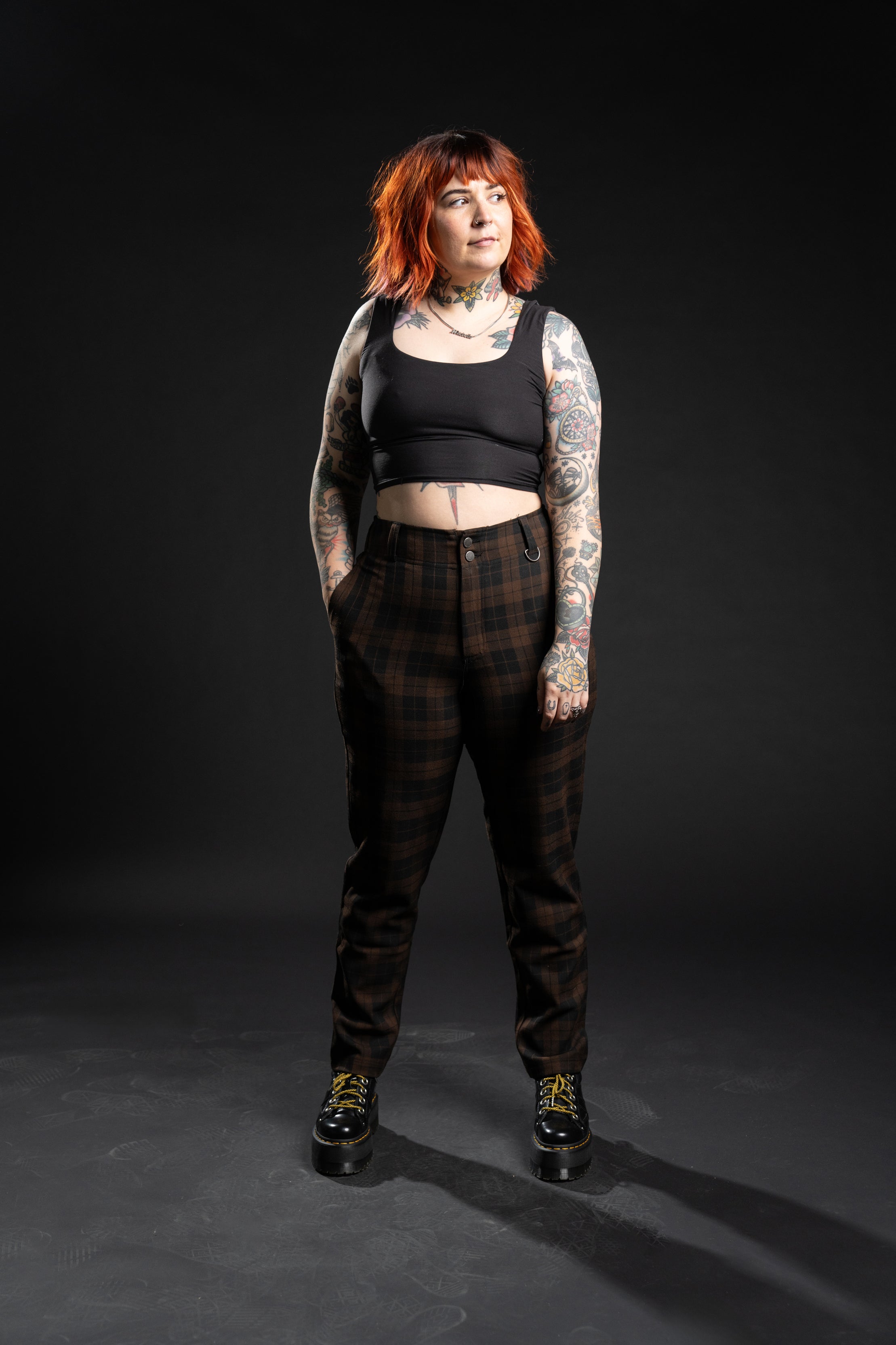 The Jude Plaid Trouser - Brown
