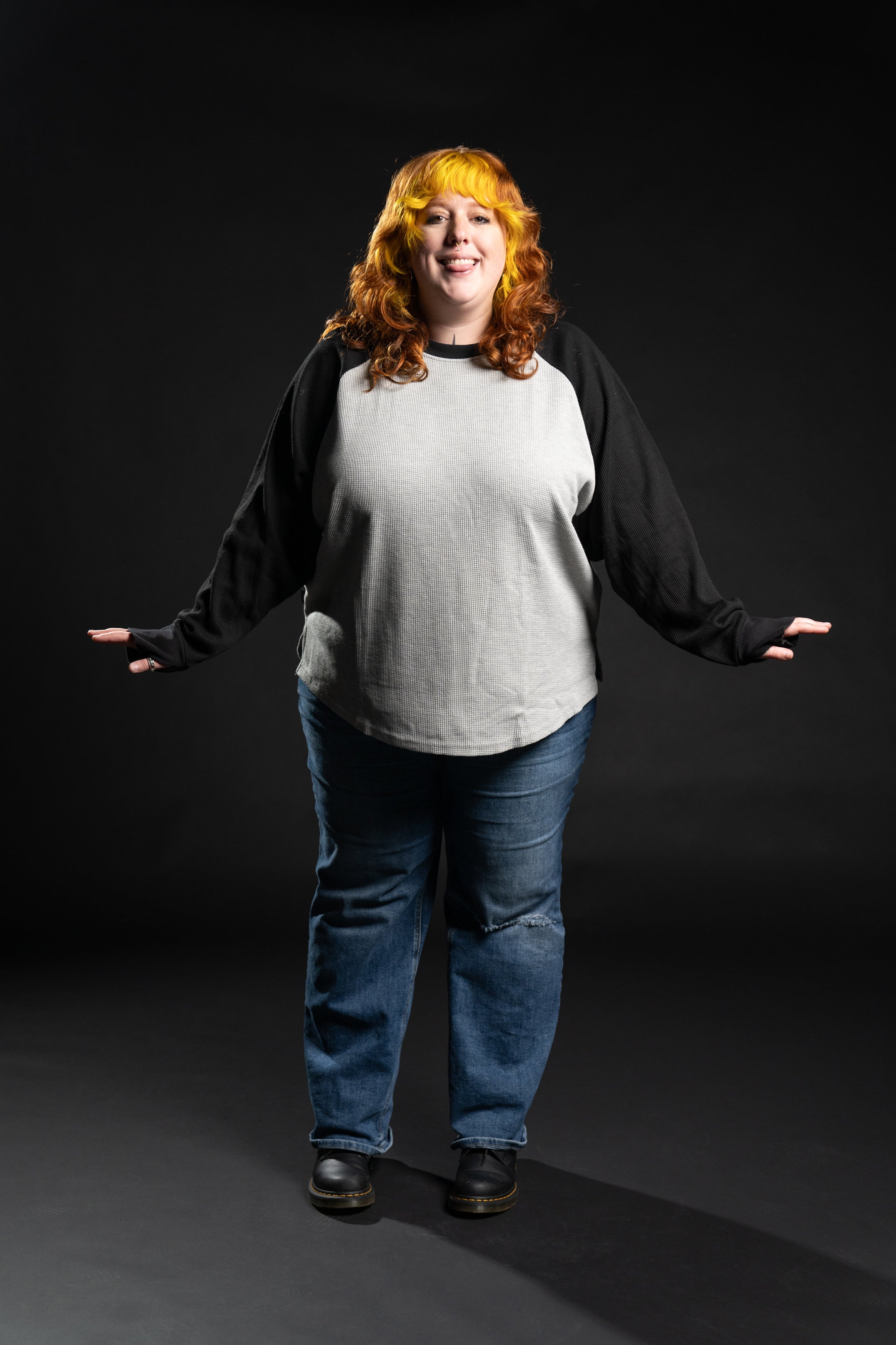 The Casey Raglan Thermal - Grey/Black