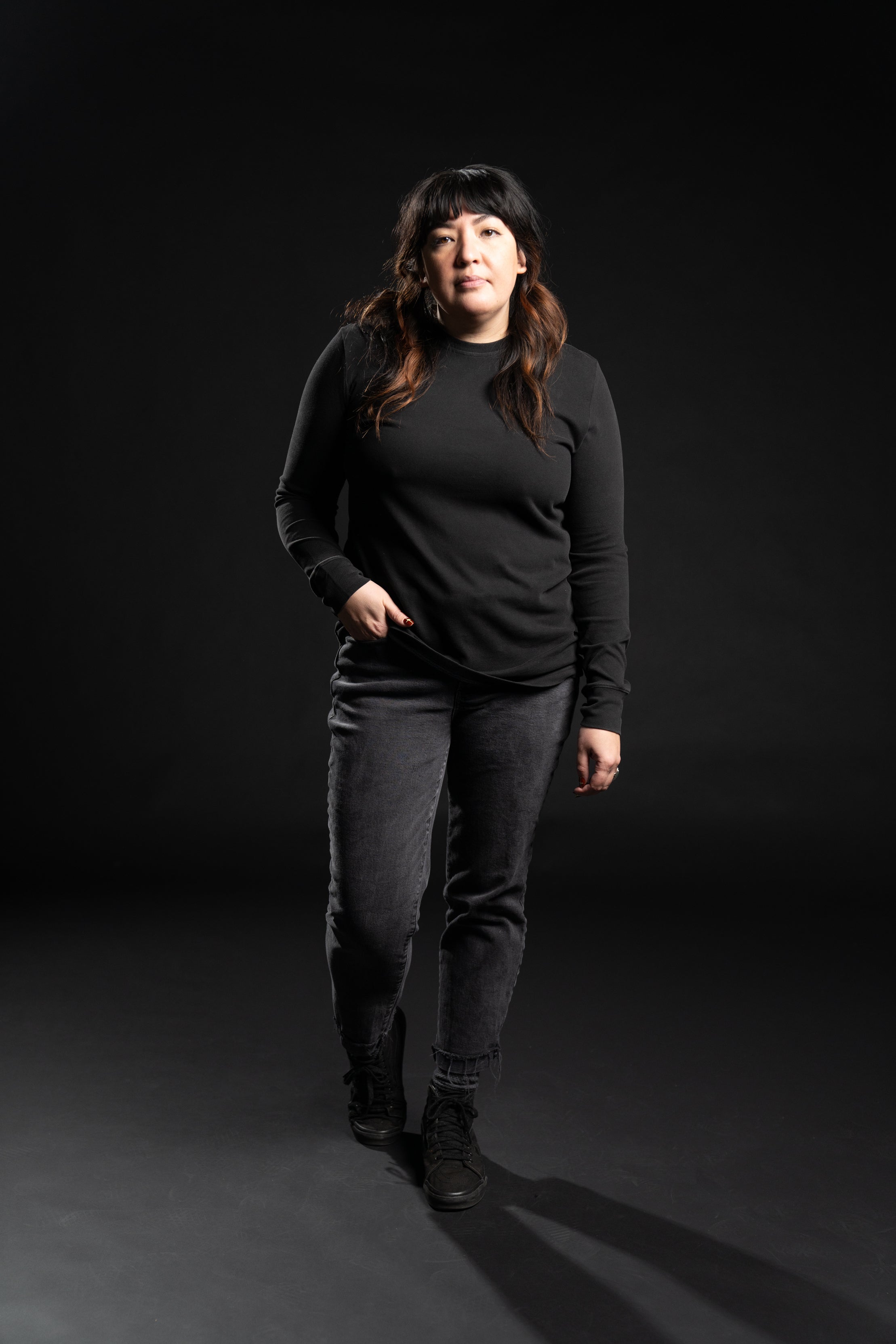 The Joey Long Sleeve Tee - Vintage Black