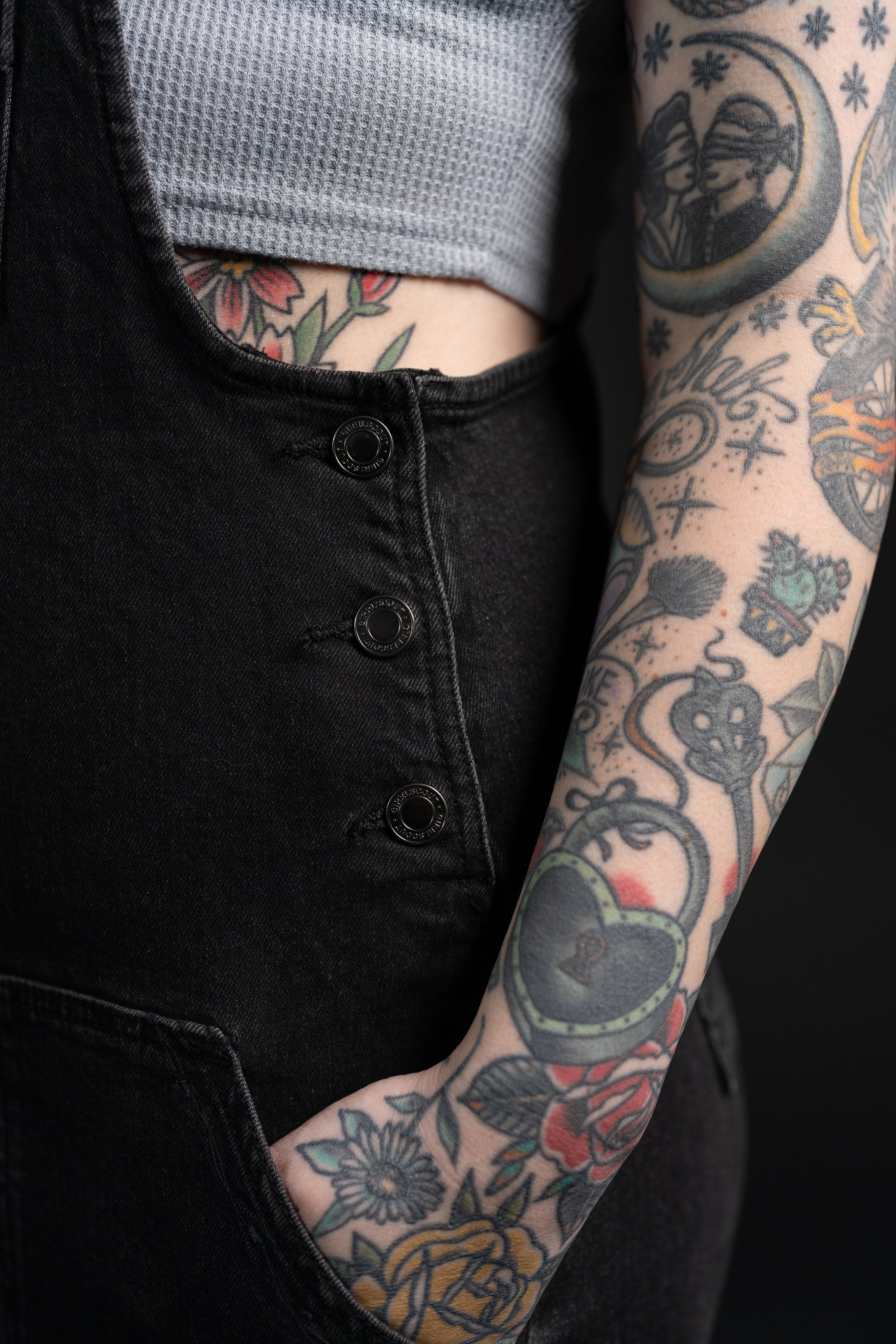 Bobbi Denim Overalls - Black