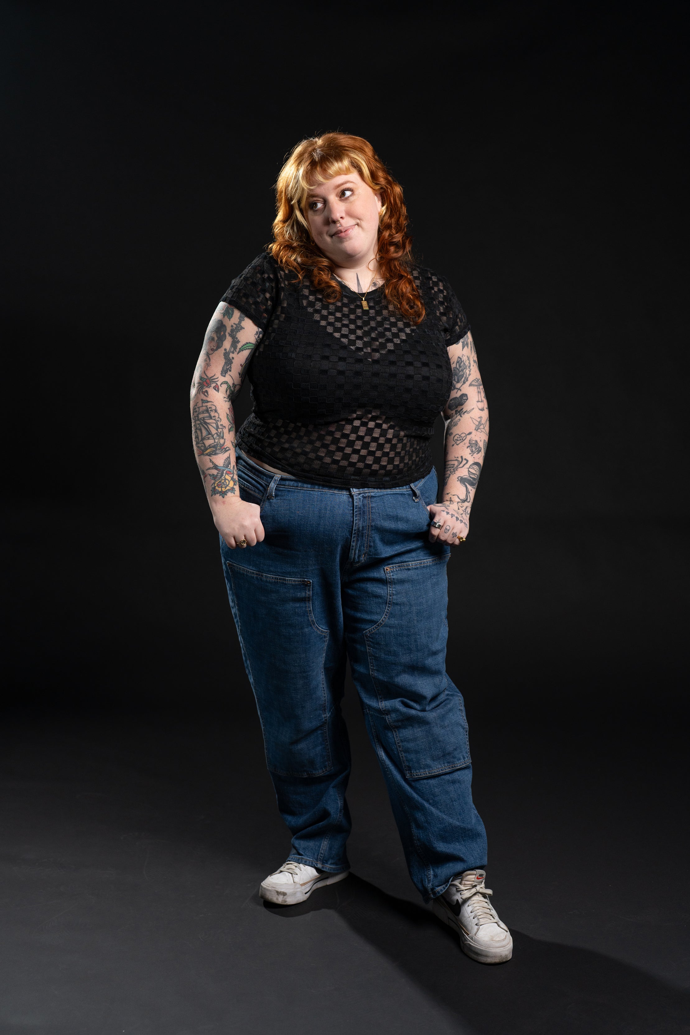 Riley Checkered Lace Top