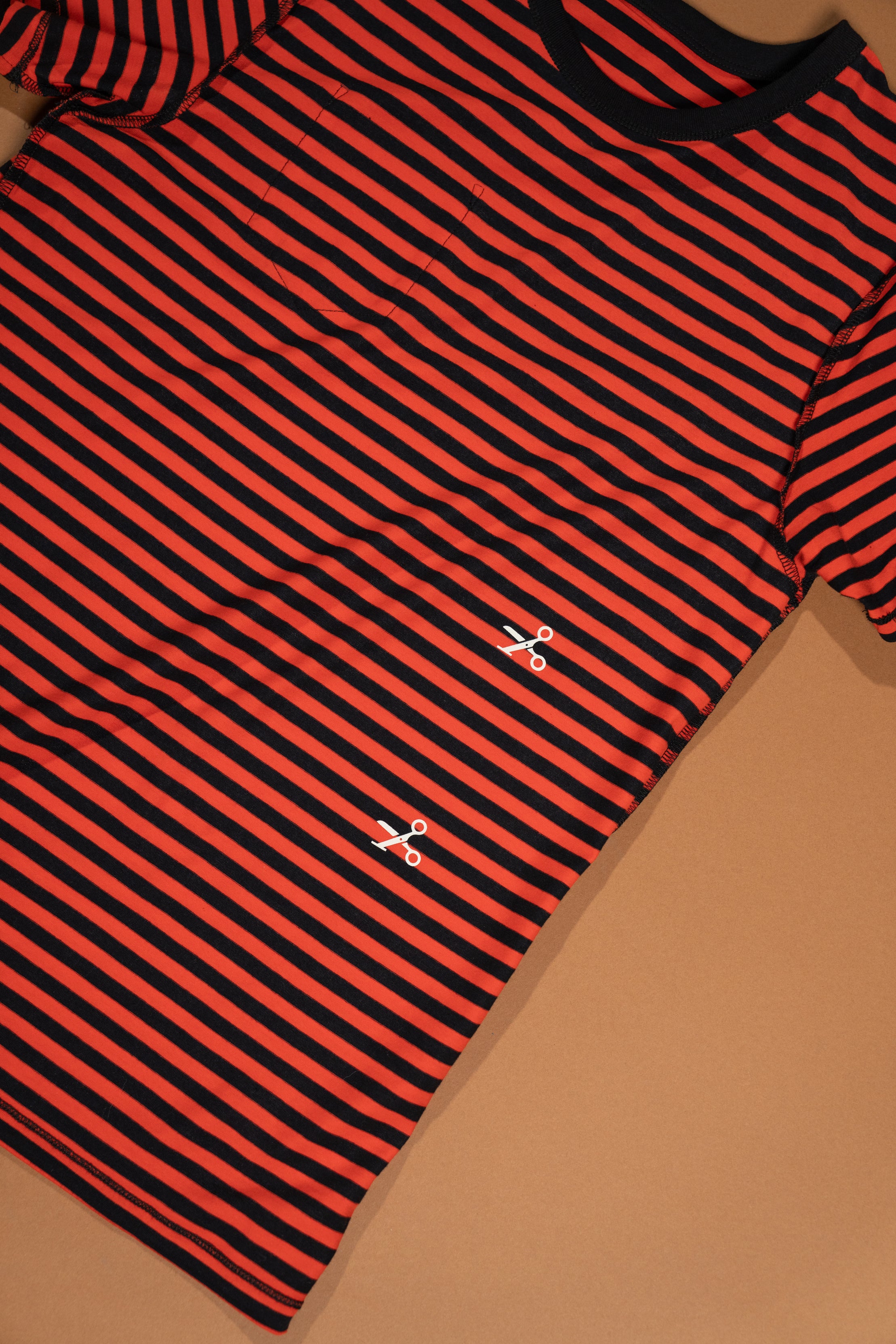 The Tommy Striped Pocket Tee - Red/Black