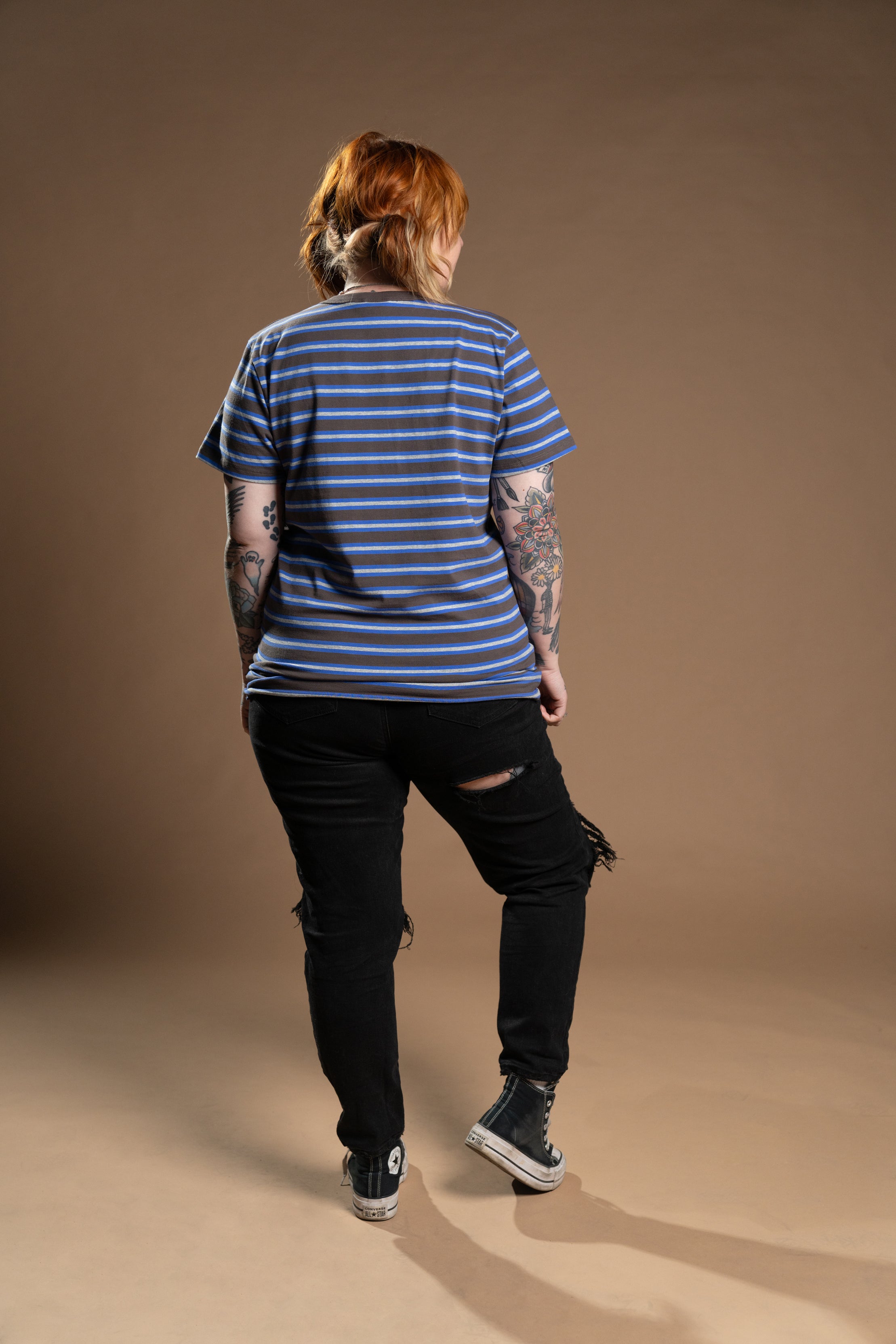 The Tommy Striped Pocket Tee - Blue