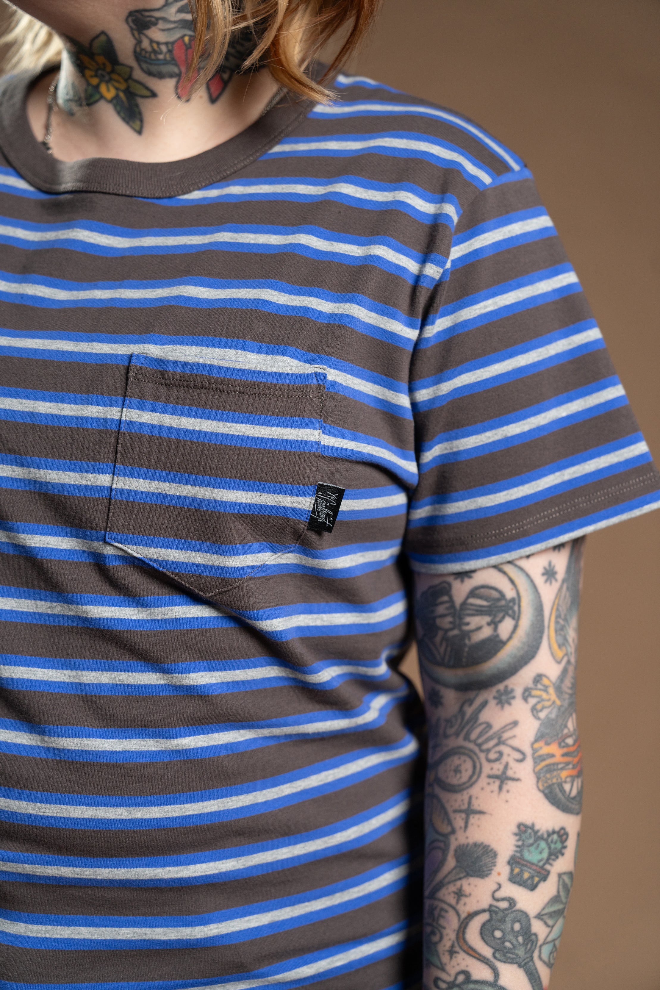 The Tommy Striped Pocket Tee - Blue