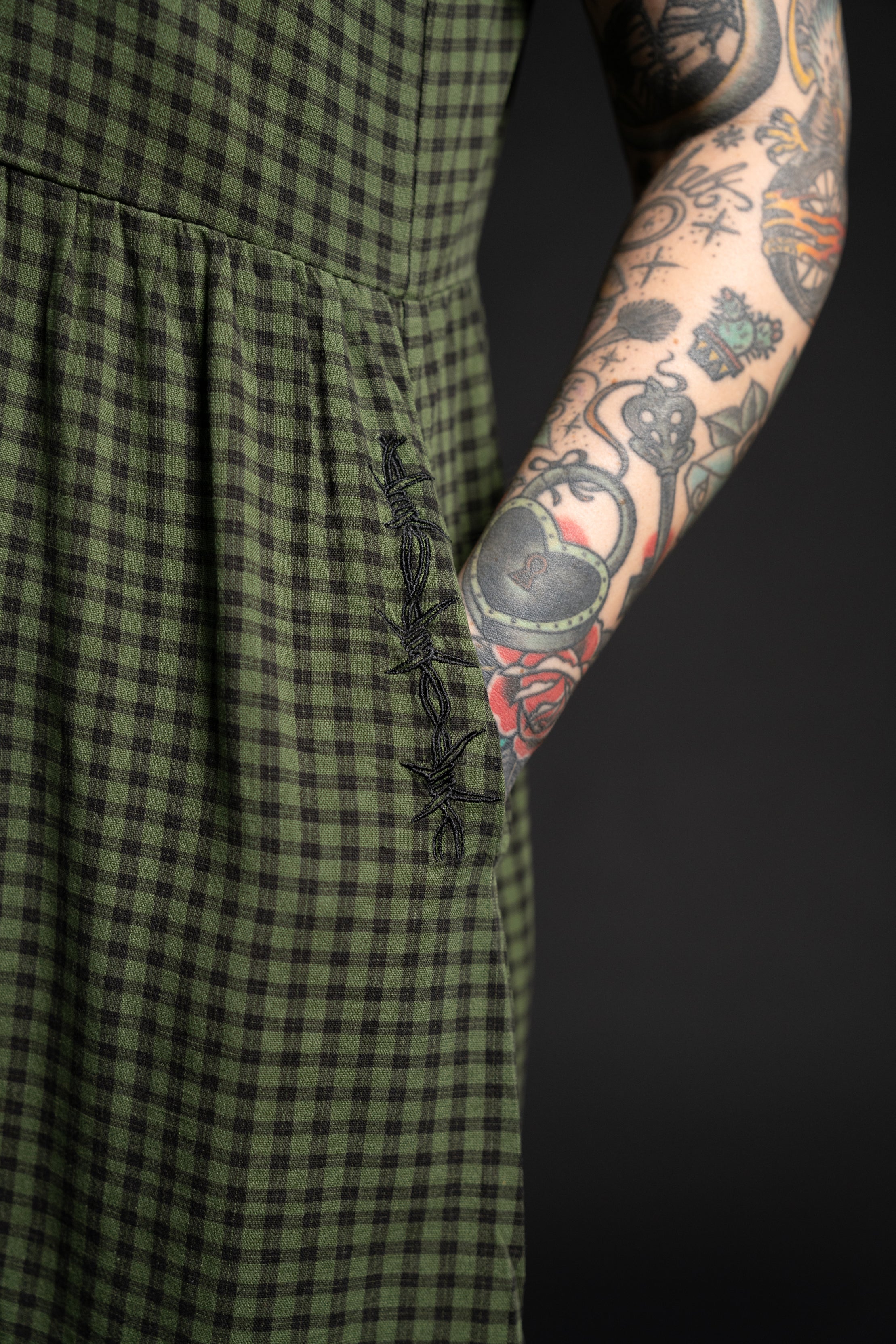 Andy Linen Dress - Olive Gingham Girrlscout Andy Linen Dress - Olive Gingham Girrlscout