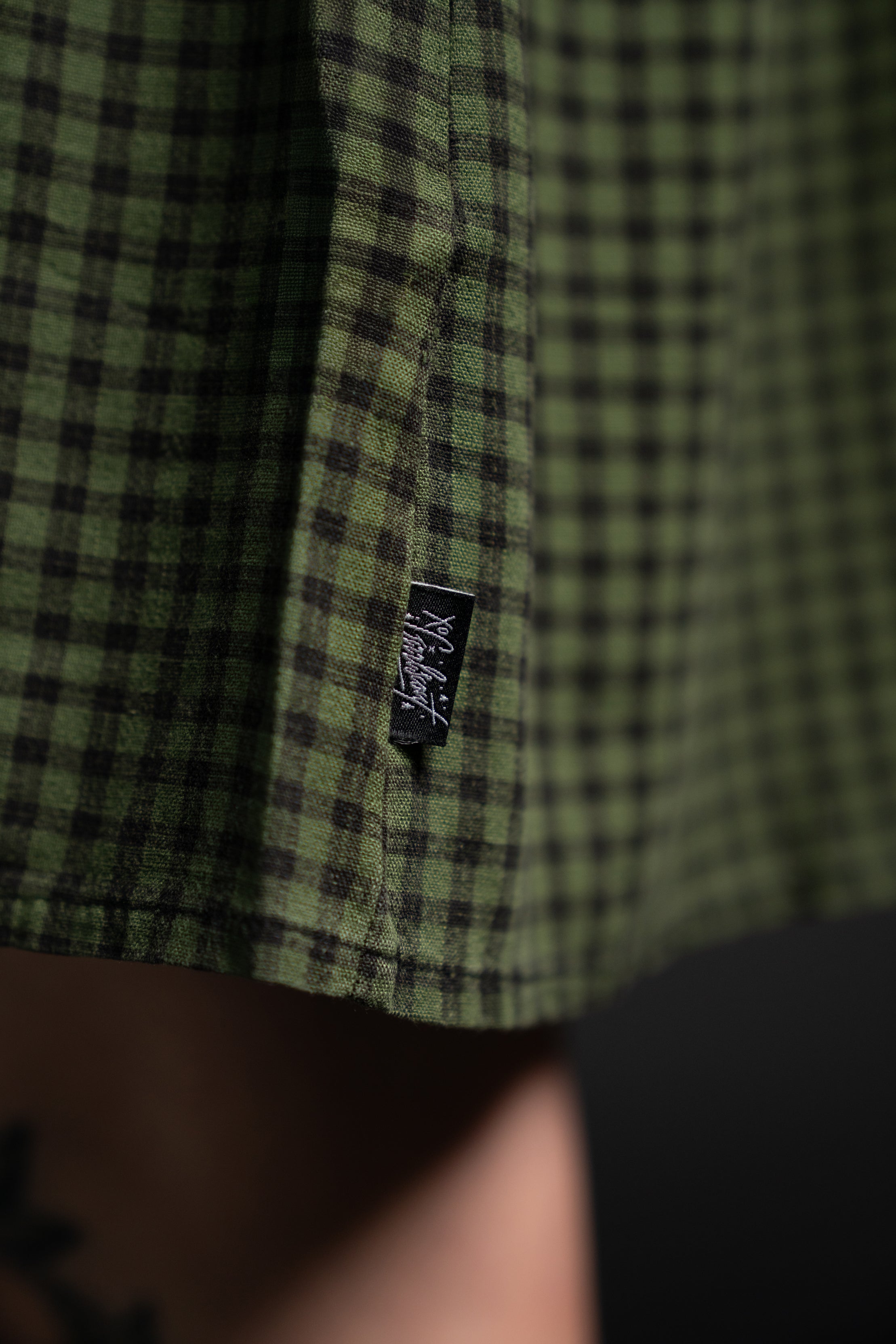 Andy Linen Dress - Olive Gingham