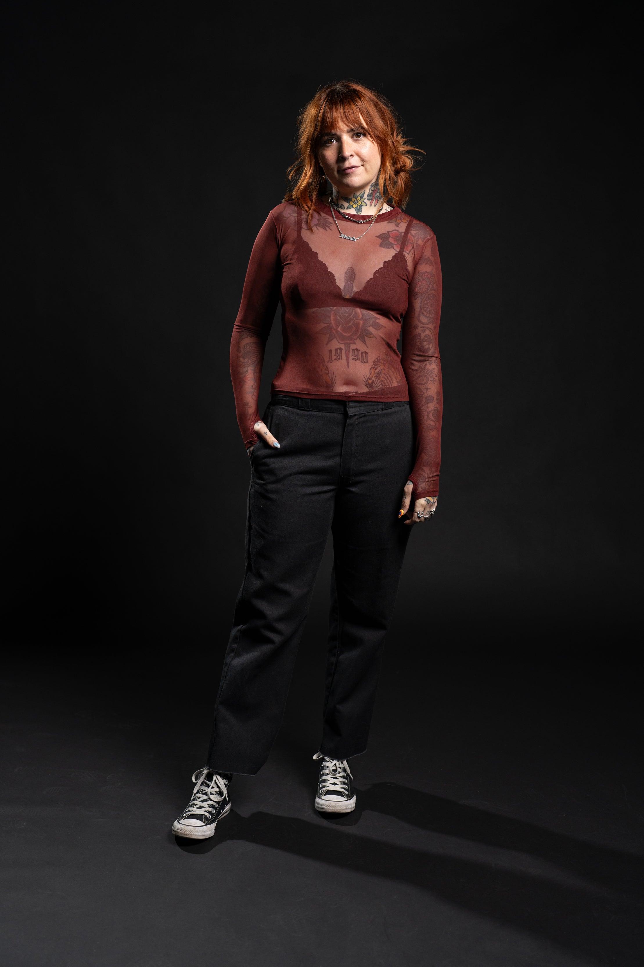 Taylor Mesh Top - Cranberry