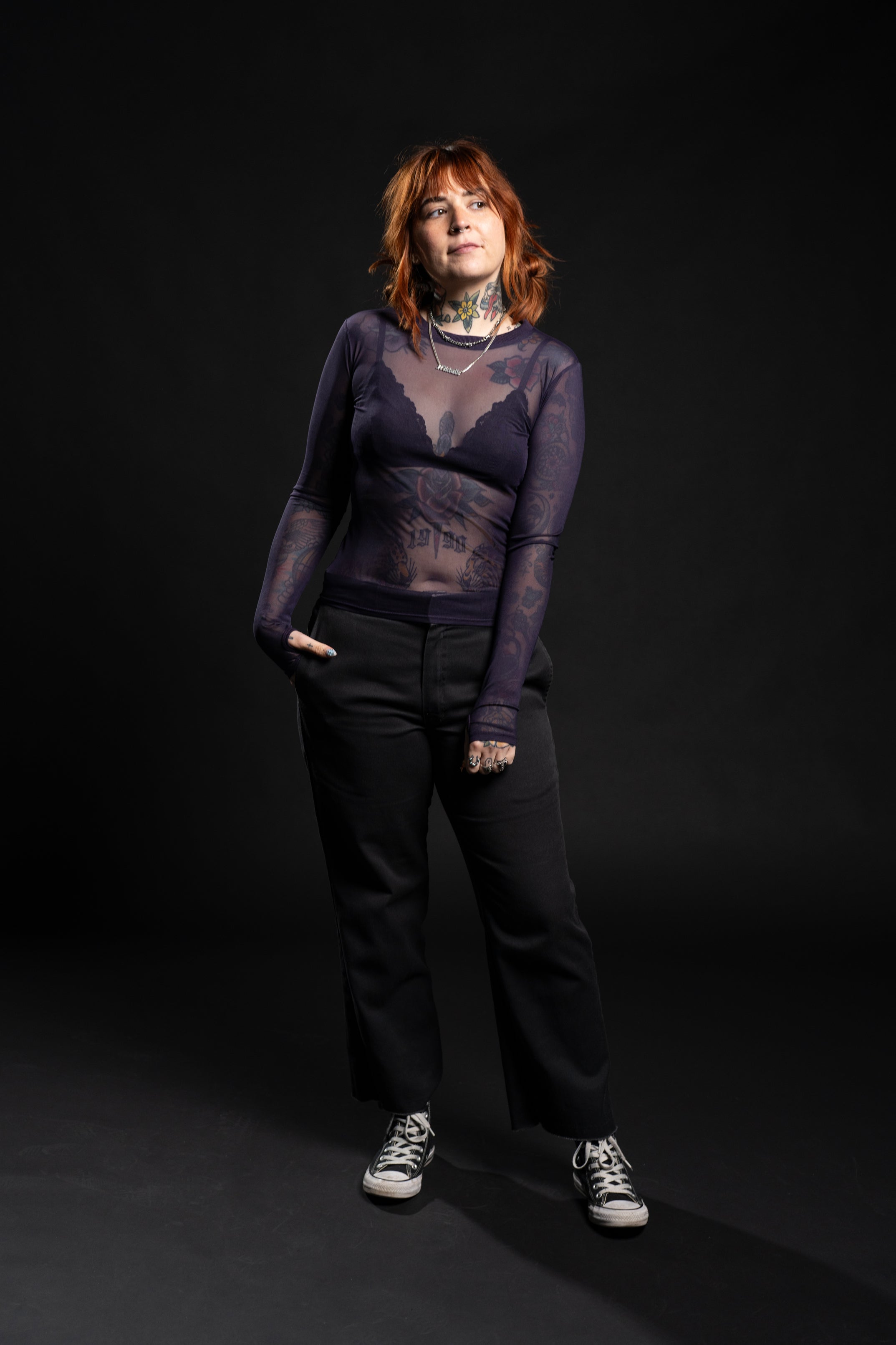 Taylor Mesh Top - Plum