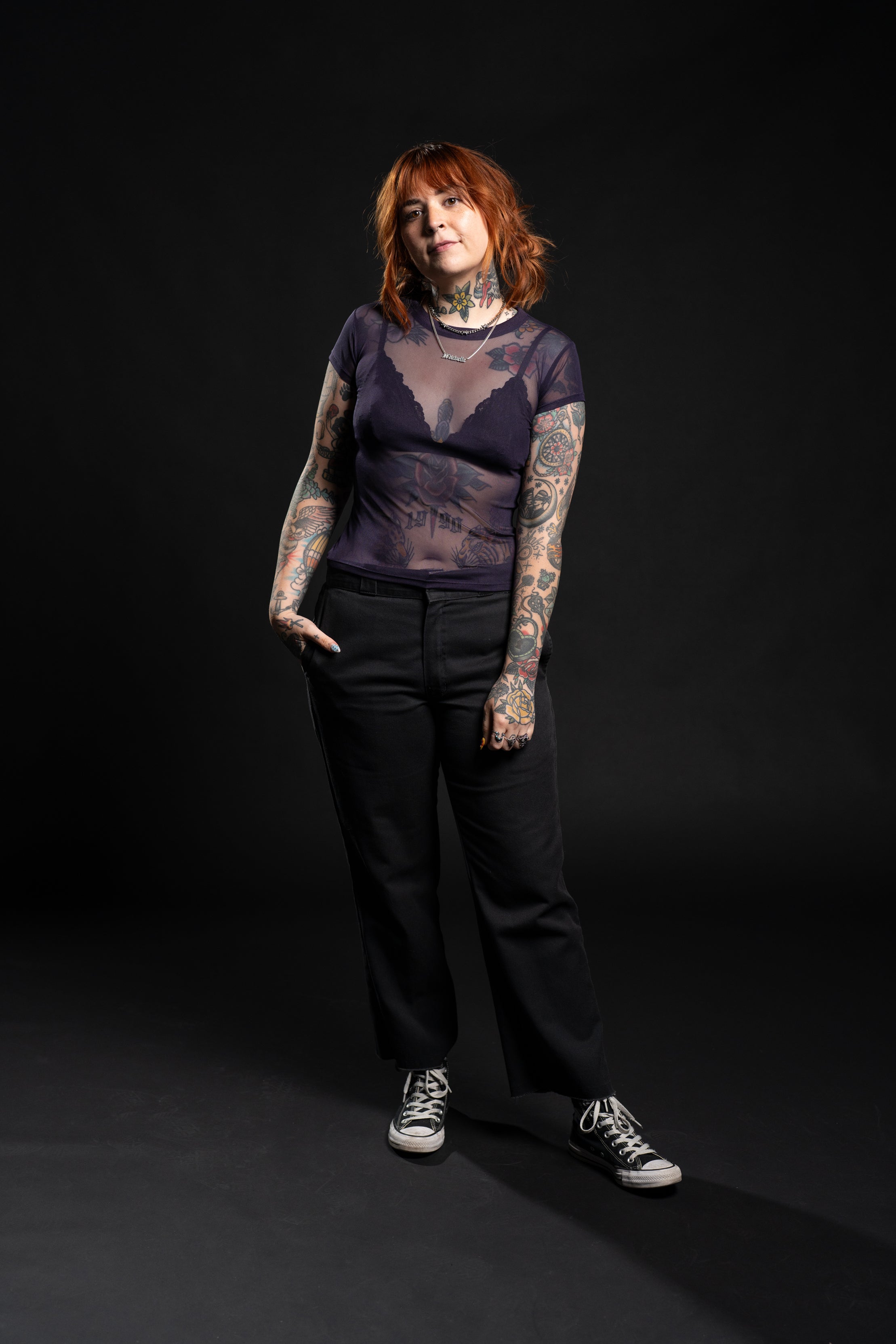 Taylor Short Sleeve Mesh Top - Plum