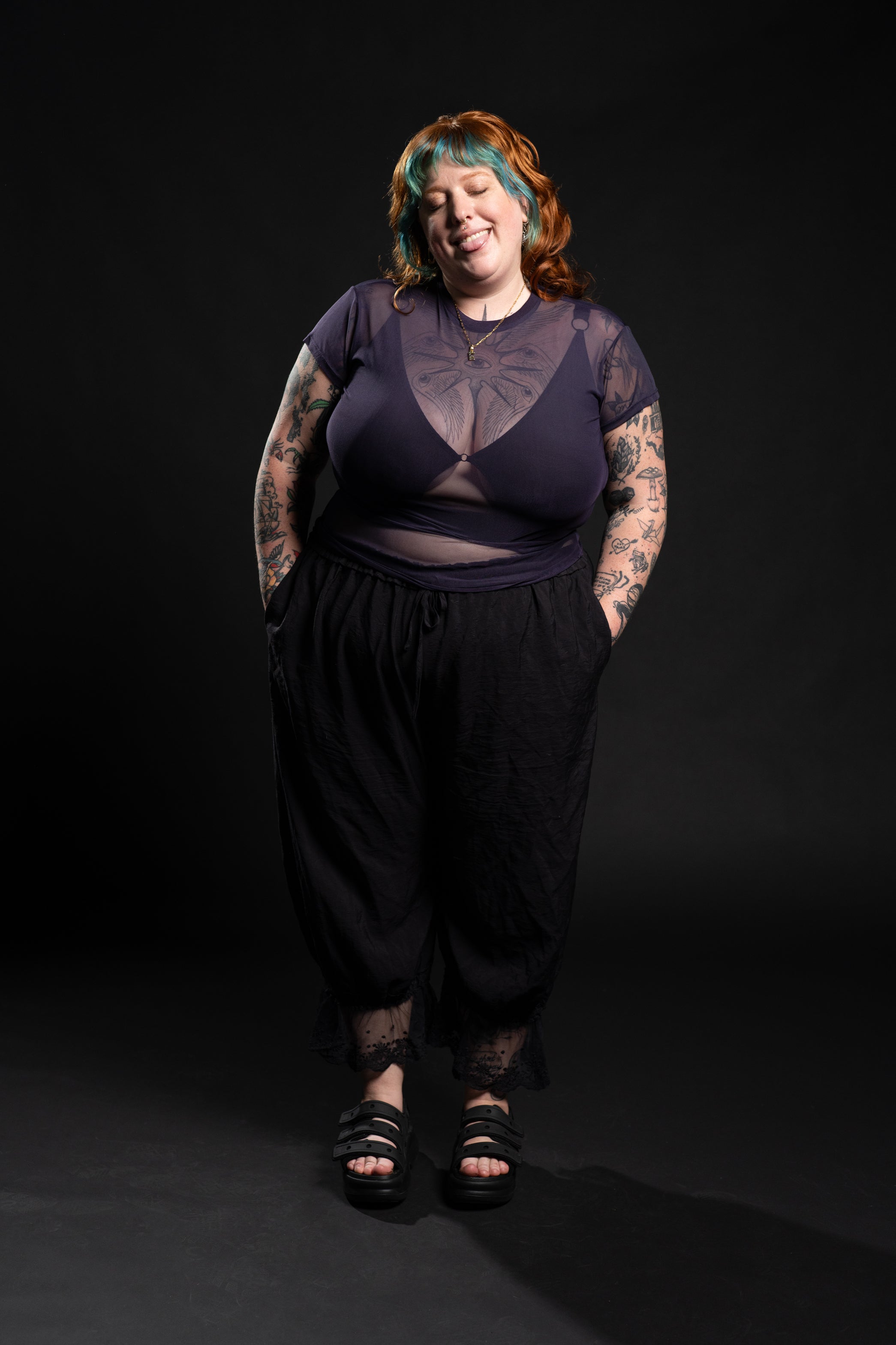 Taylor Short Sleeve Mesh Top - Plum