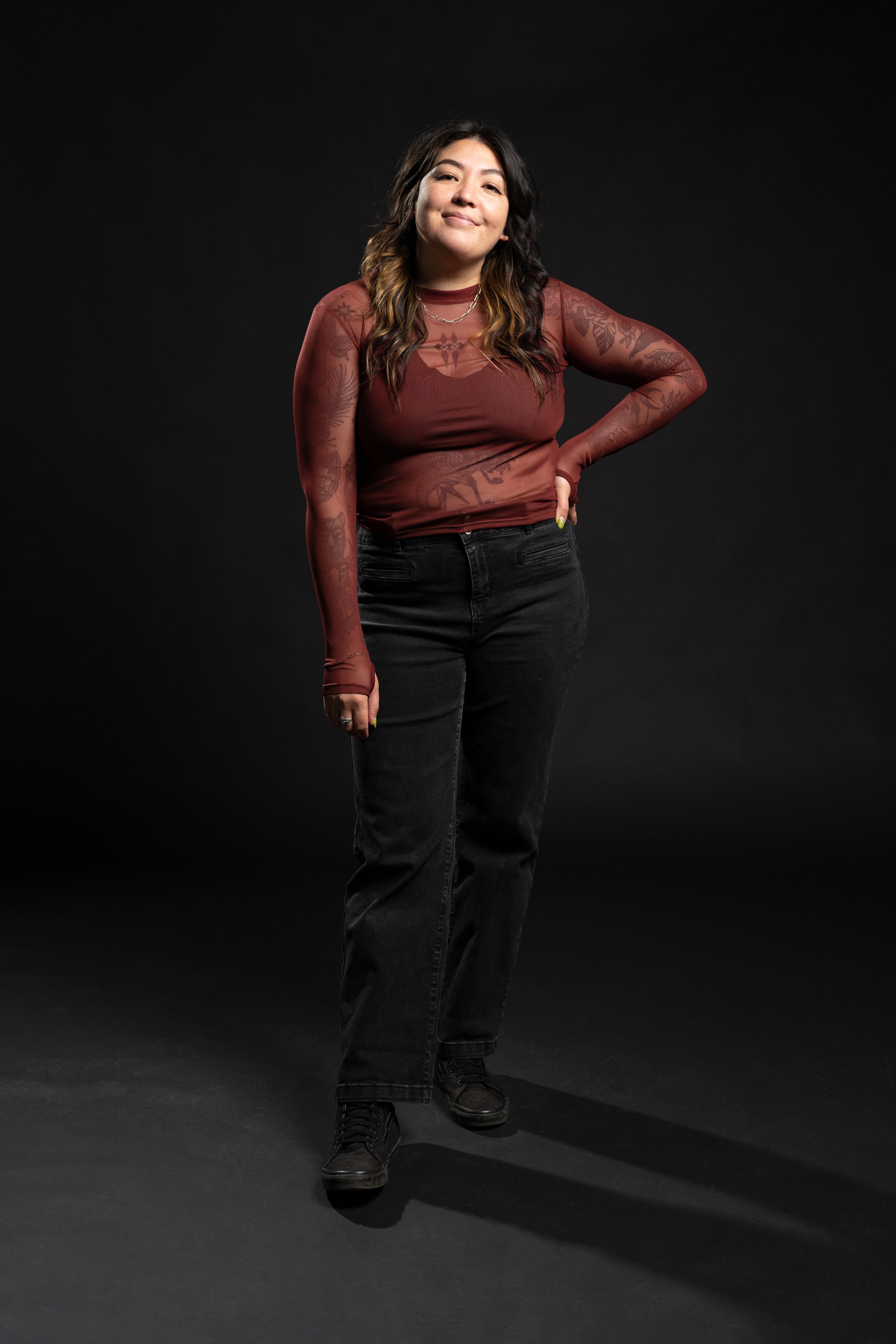 Taylor Mesh Top - Cranberry