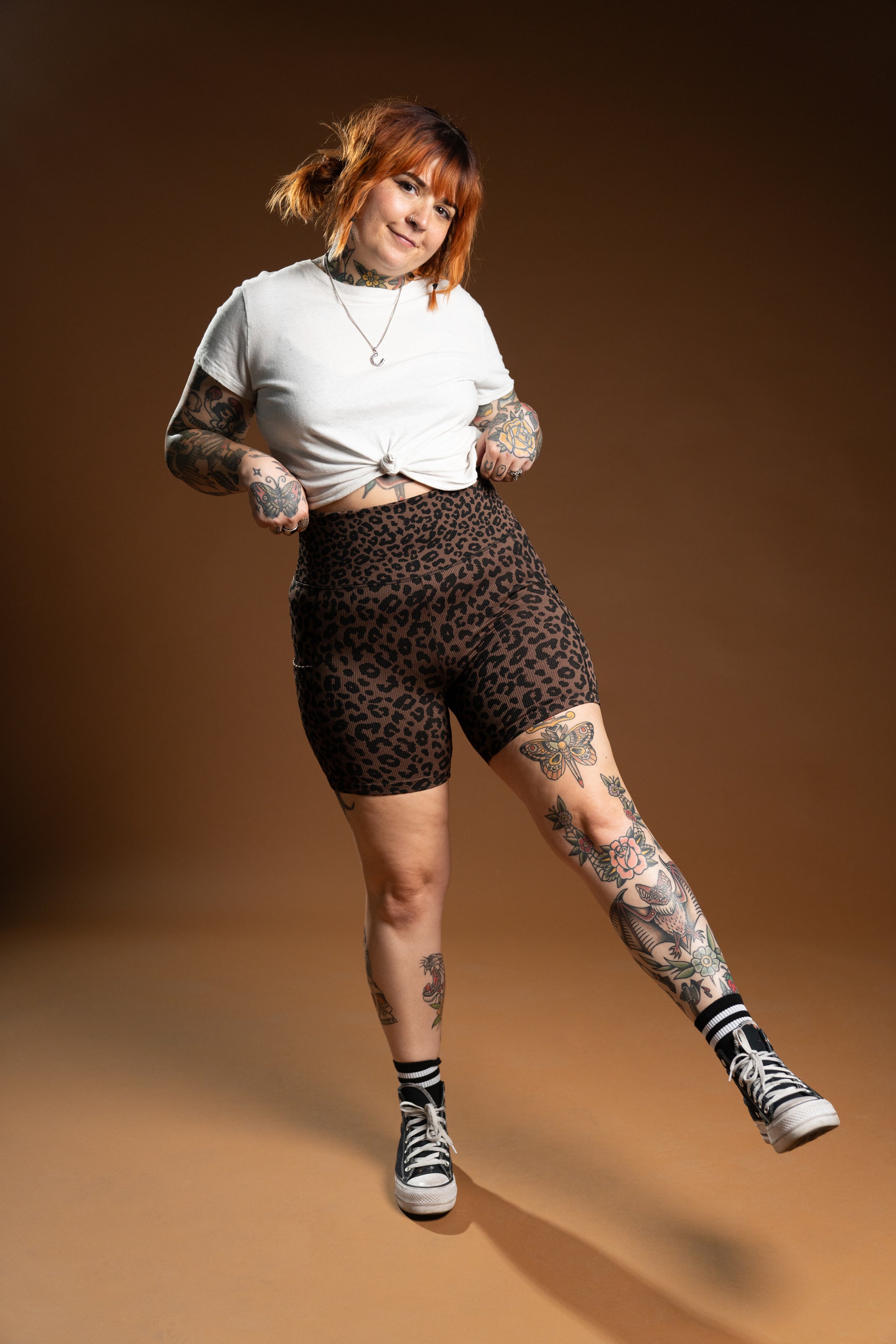 The Maddox Ribbed Bike Shorts - Leopard