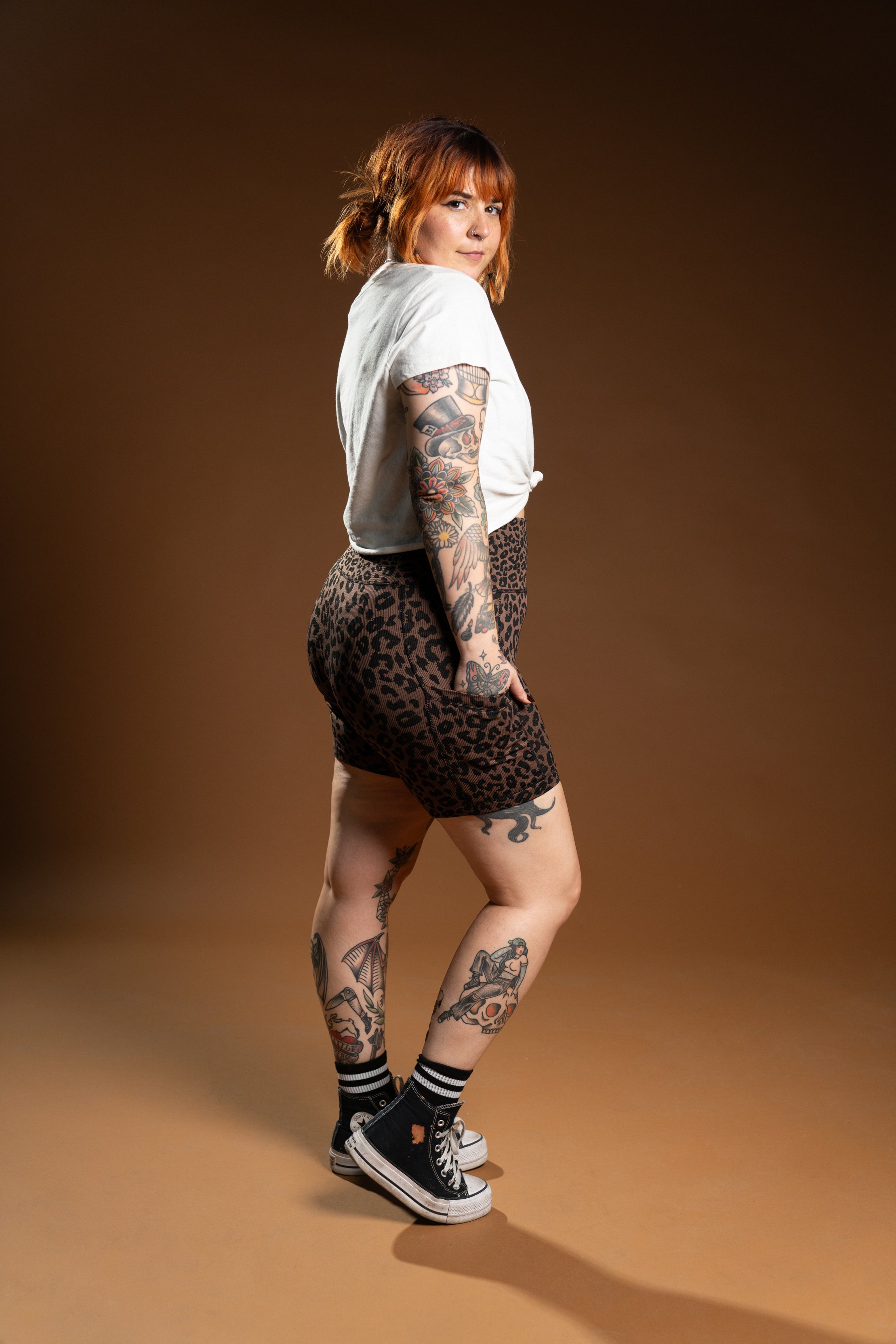 The Maddox Ribbed Bike Shorts - Leopard