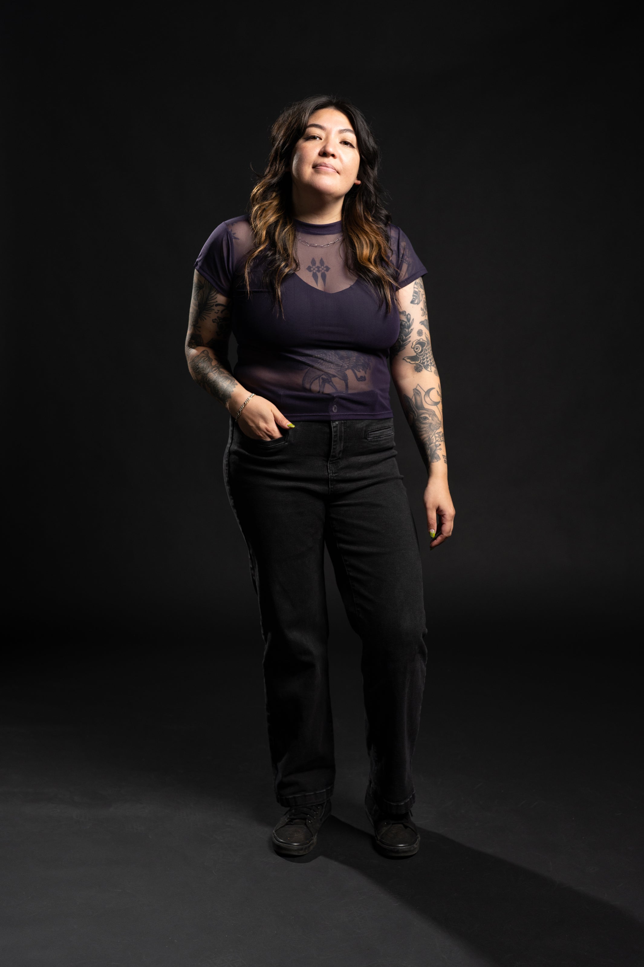 Taylor Short Sleeve Mesh Top - Plum