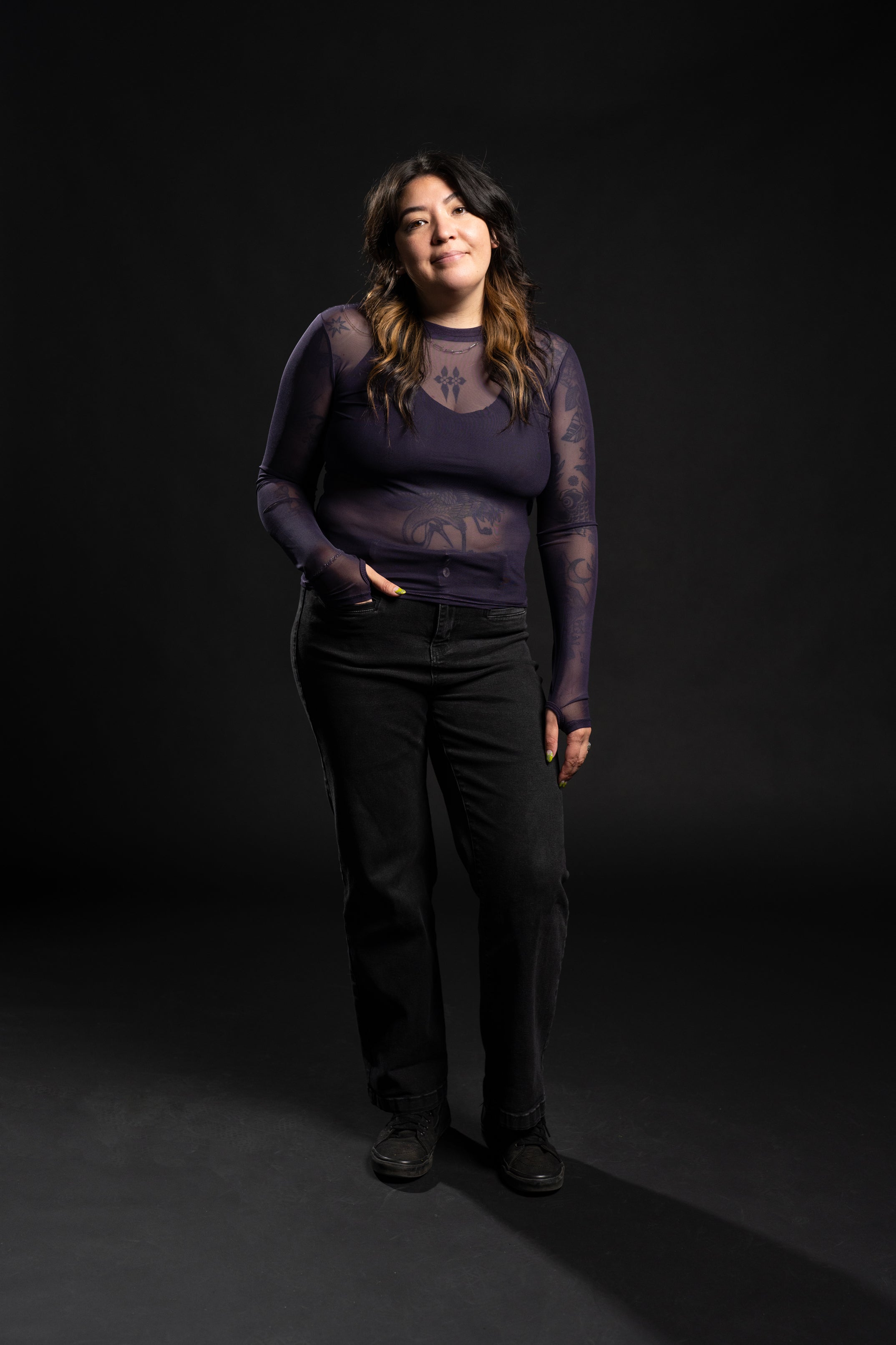 Taylor Mesh Top - Plum