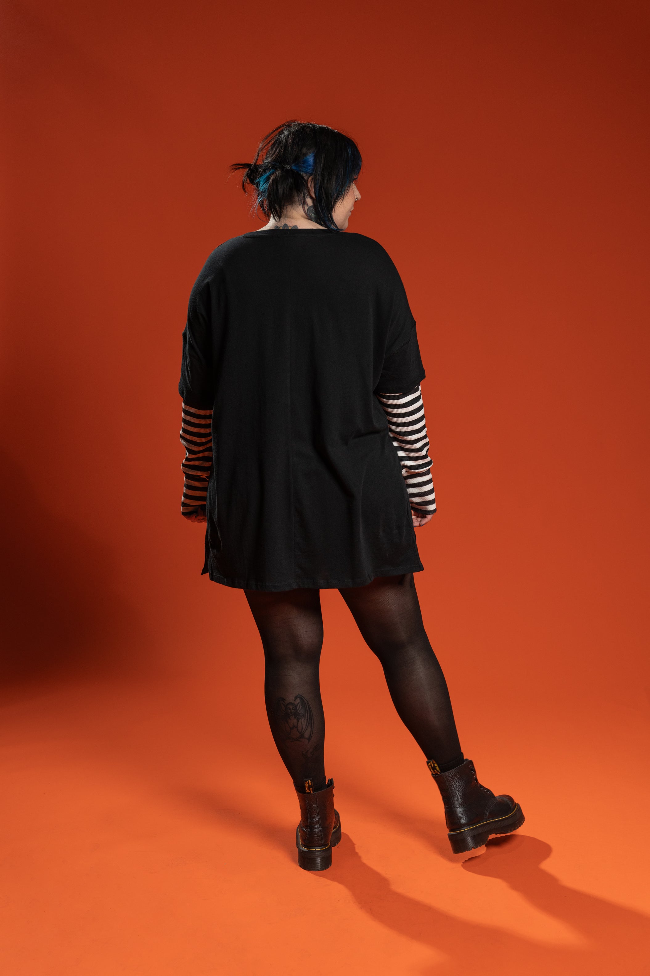 The Alex Oversized Tee w/ Thermal Striped Sleeves