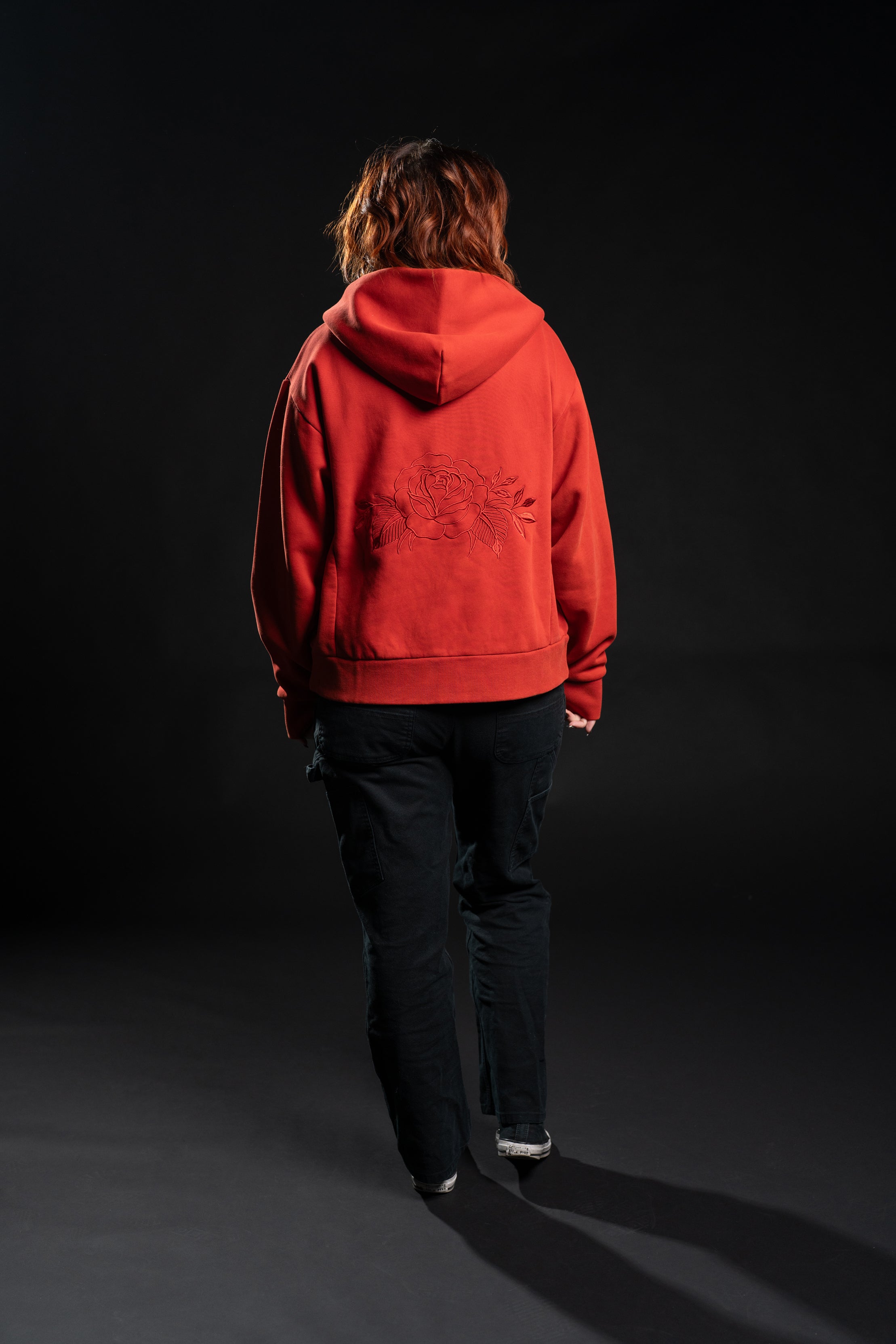 Zip-Up BOXY OG Hoodie - Red Rose