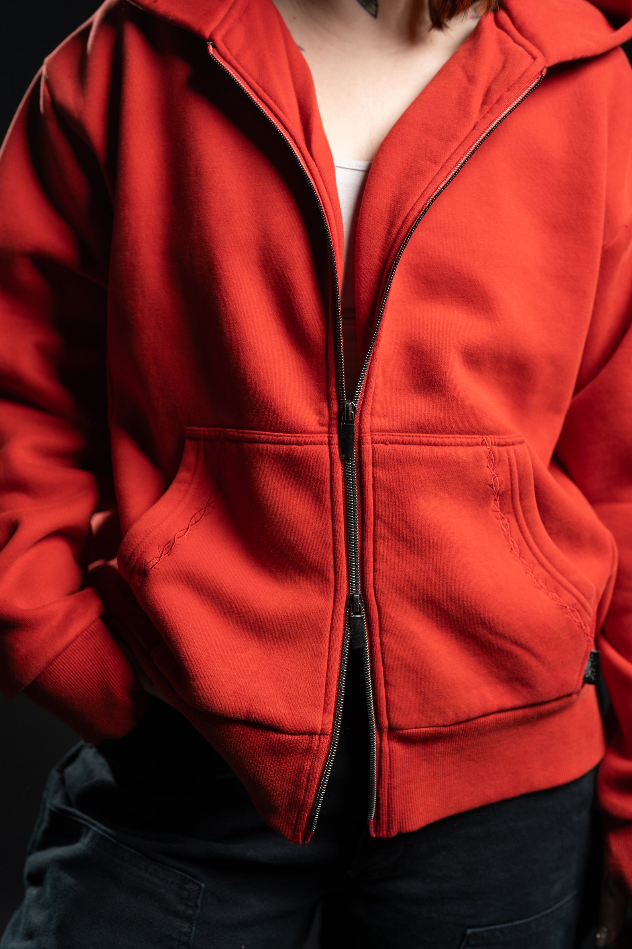 Zip-Up BOXY OG Hoodie - Red Rose