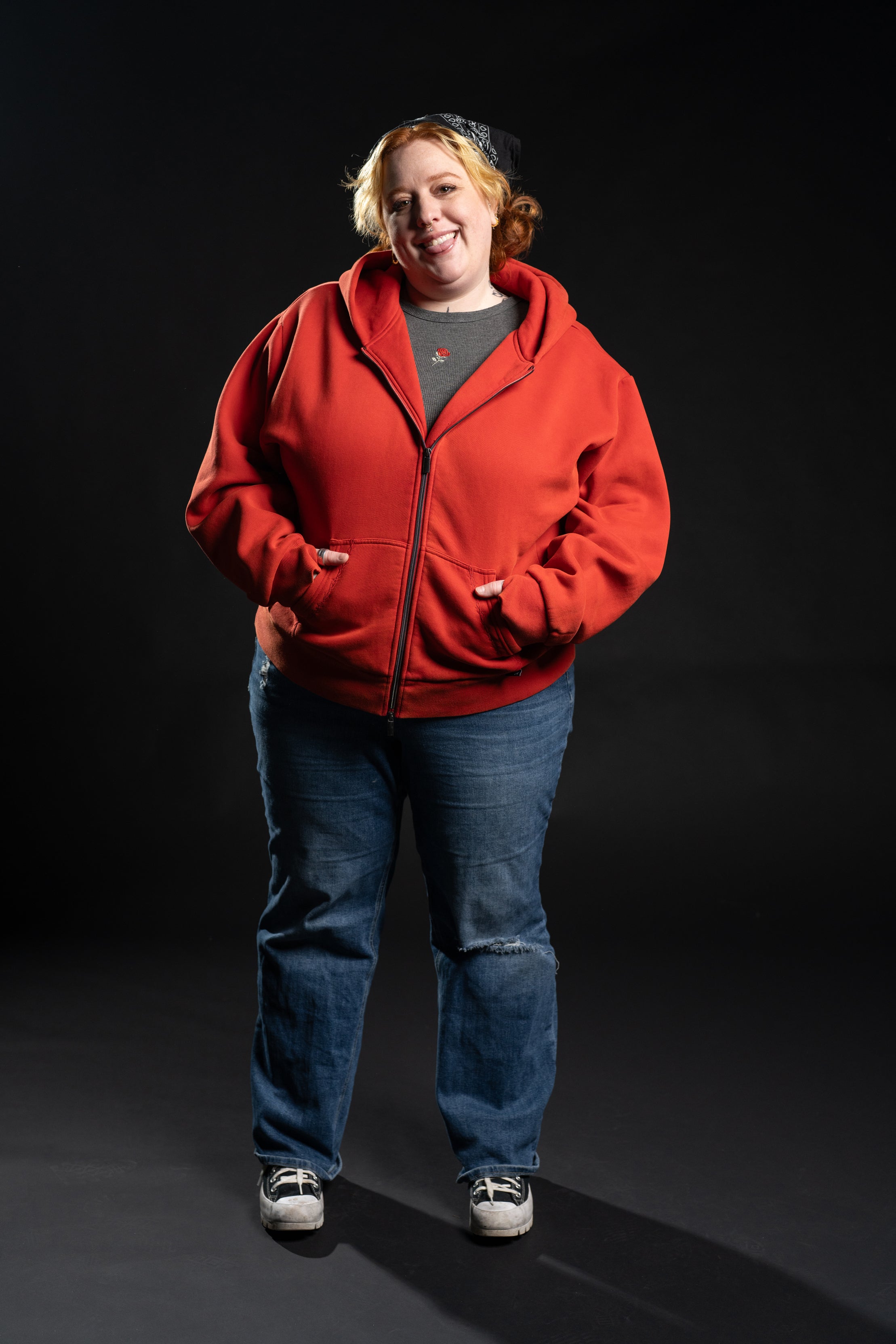 Zip-Up BOXY OG Hoodie - Red Rose