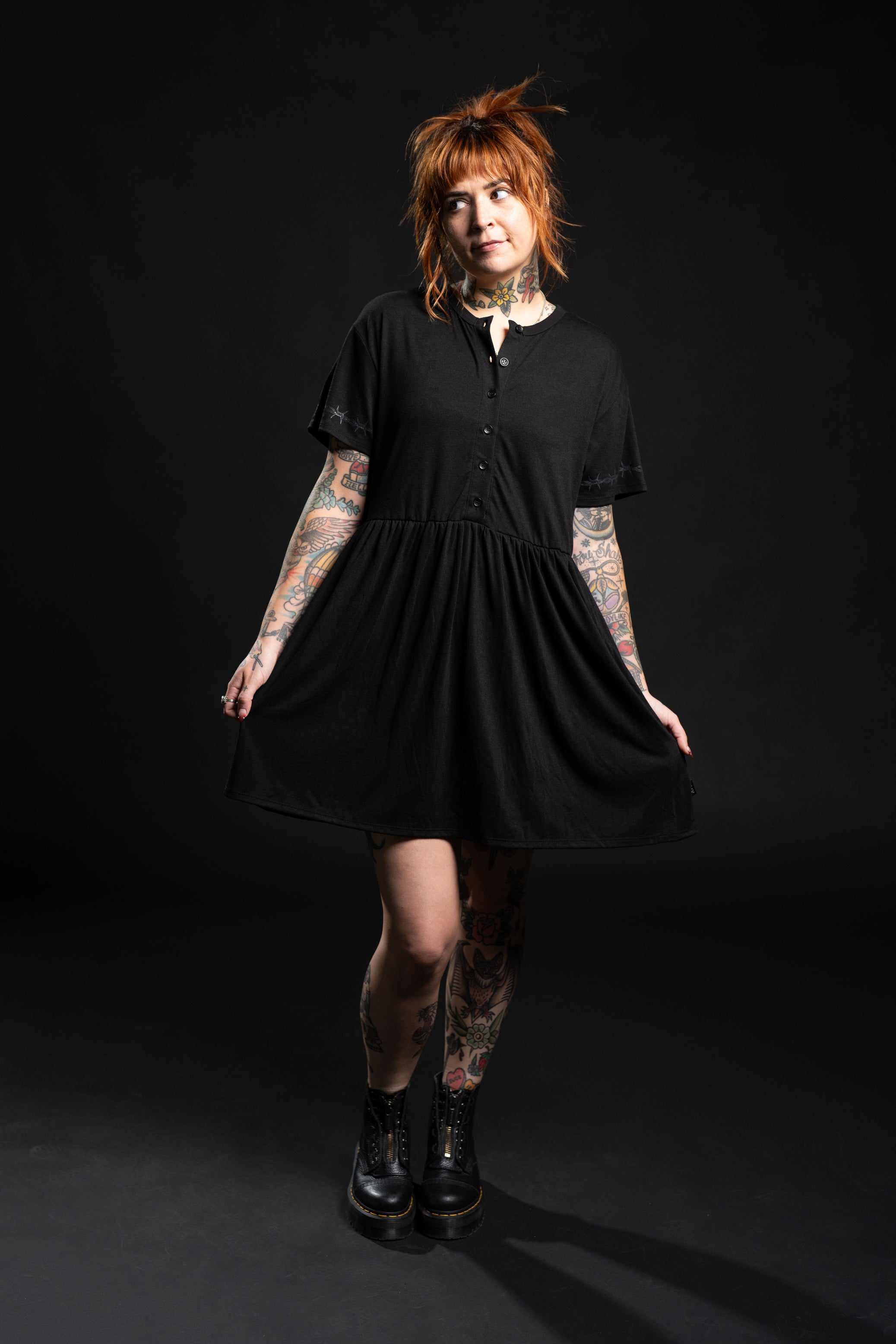 Jordan Babydoll Dress 2.0 - Barbed Wire Black