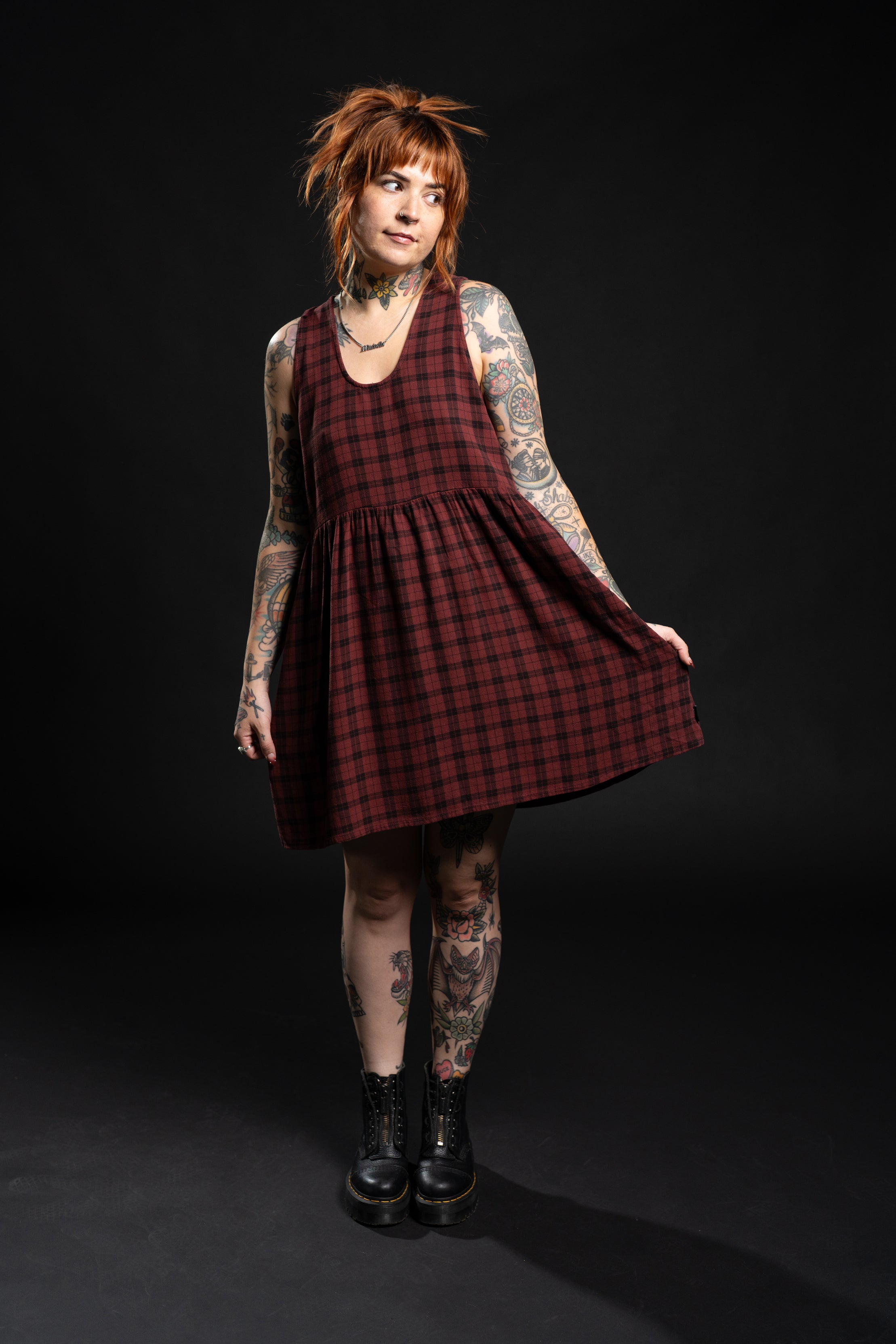 Andy Linen Dress - Red Plaid