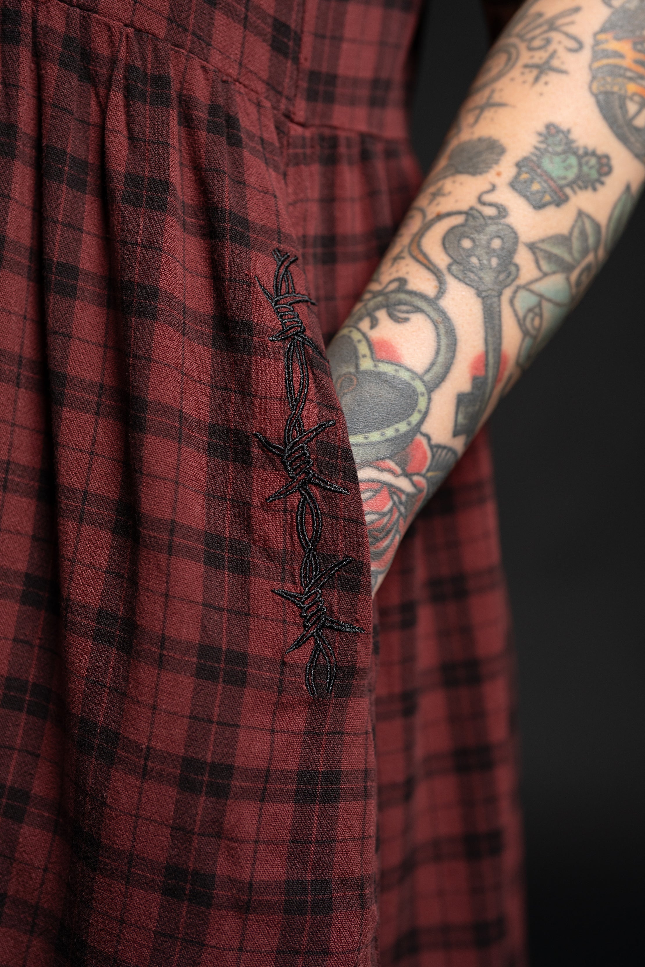 Andy Linen Dress - Red Plaid