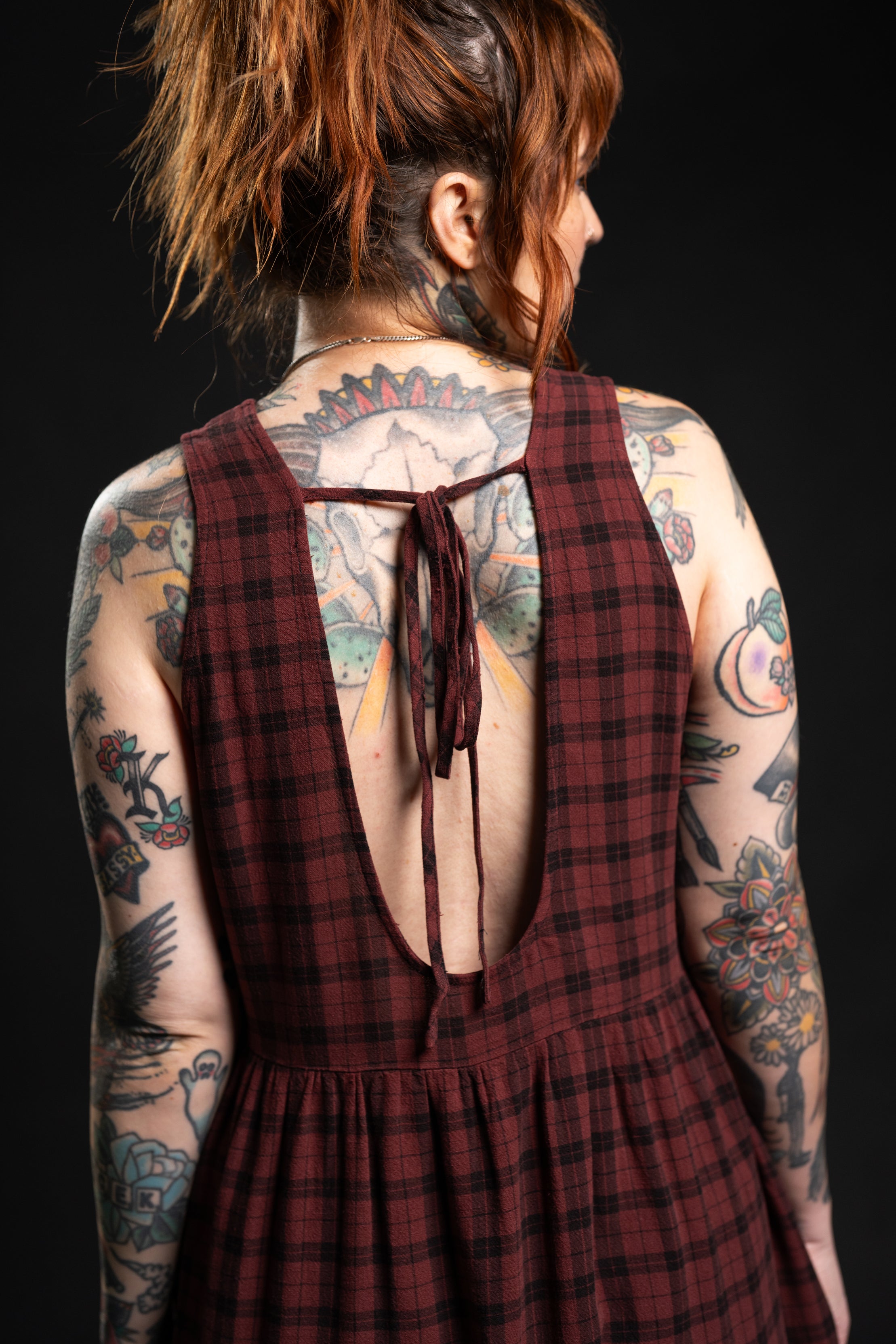 Andy Linen Dress - Red Plaid
